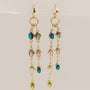 Colorful Bezel Double Chain Earrings