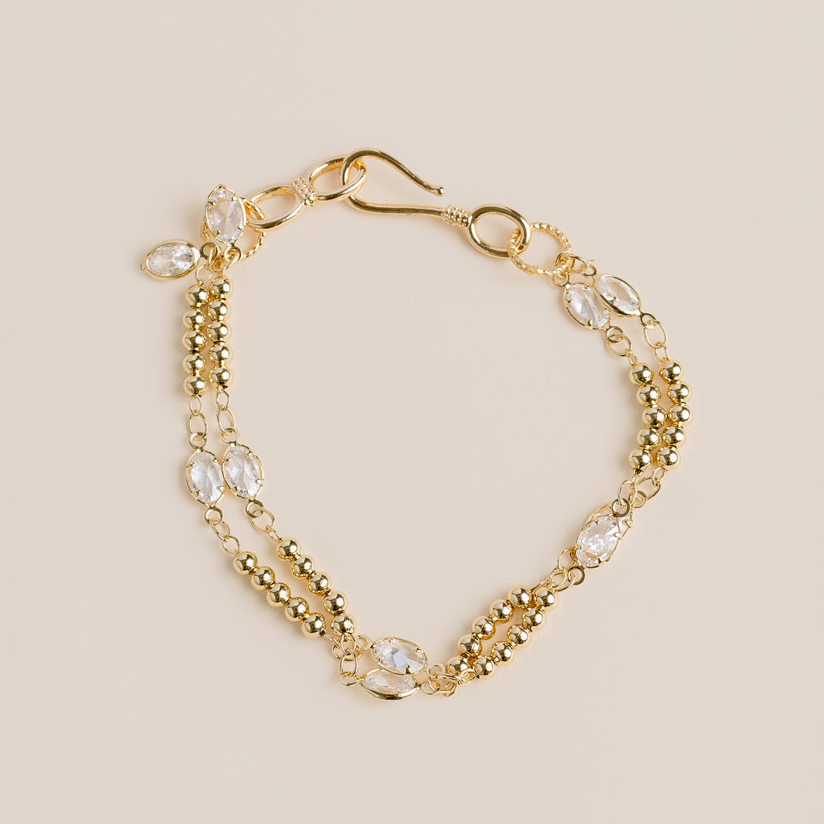 Double Crystal Chain Hook Bracelet