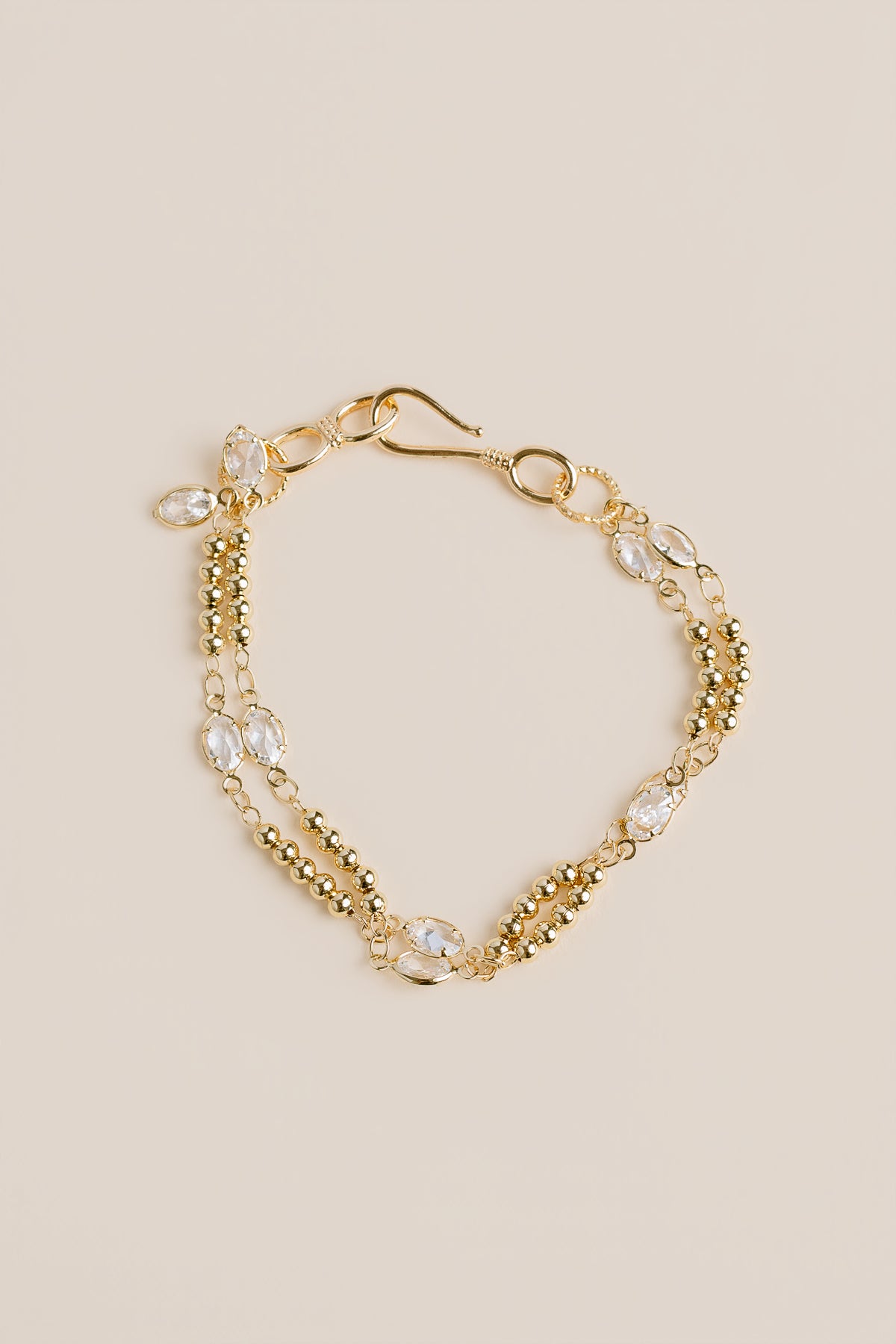 Double Crystal Chain Hook Bracelet