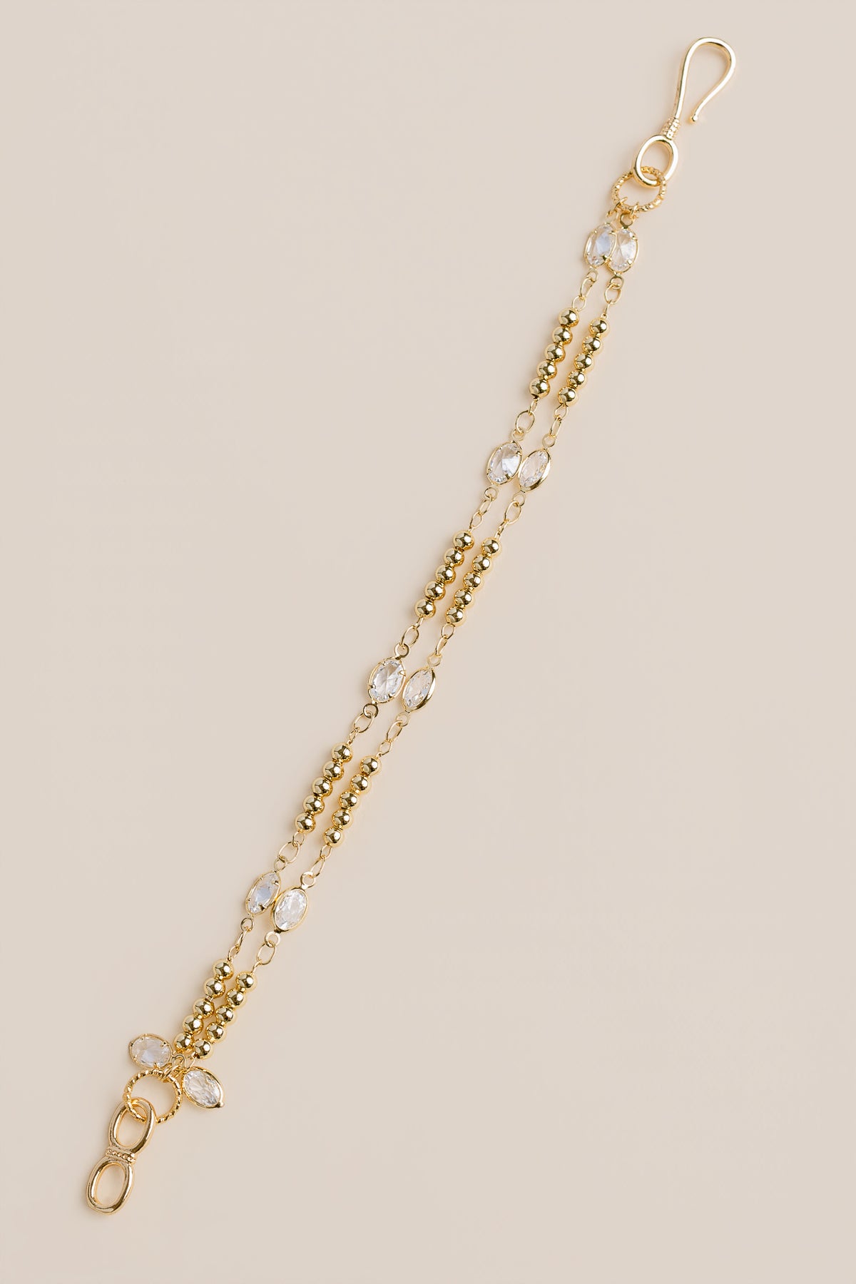 Double Crystal Chain Hook Bracelet