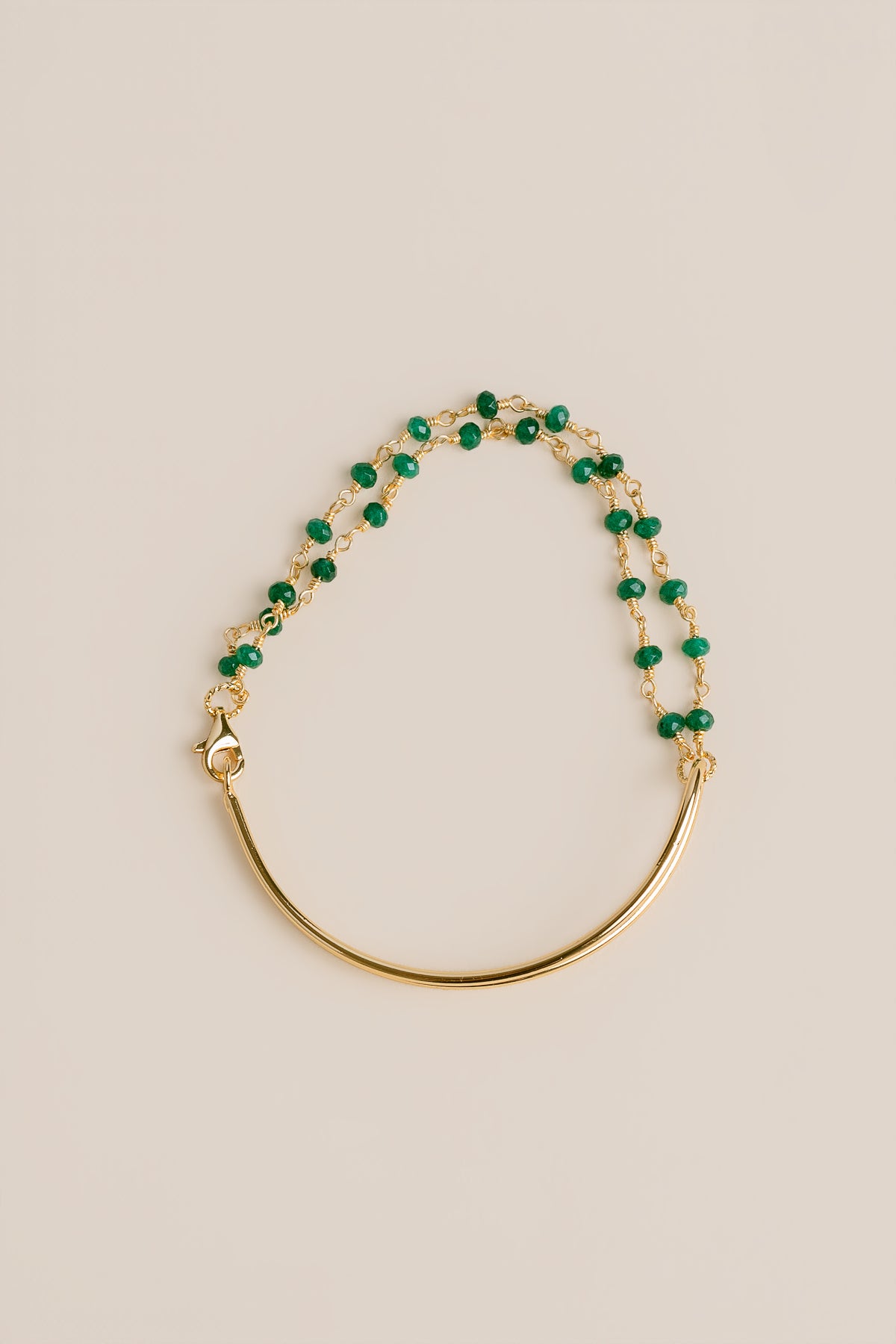 Raw Emerald & Gold Fill Bracelet