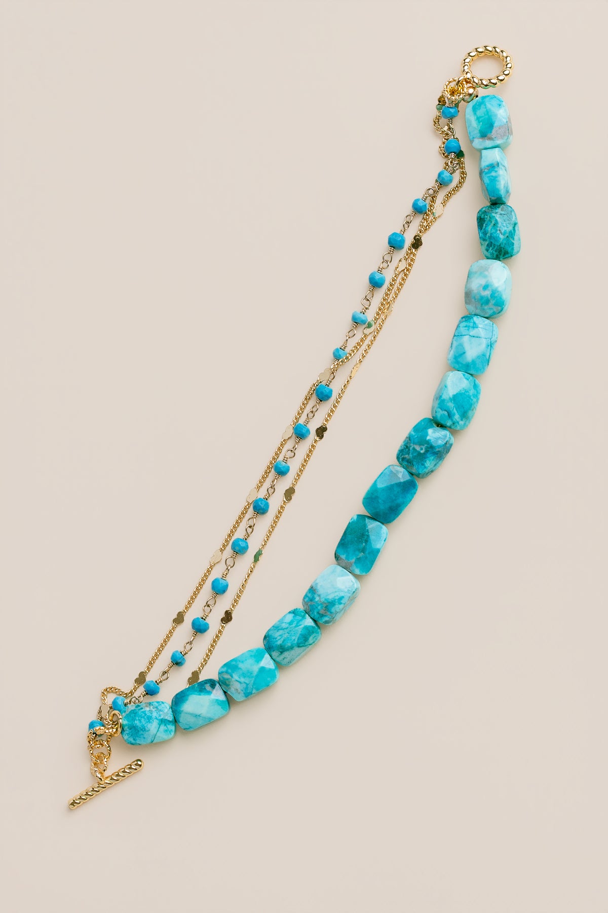 Triple Turquoise Chain Toggle Bracelet