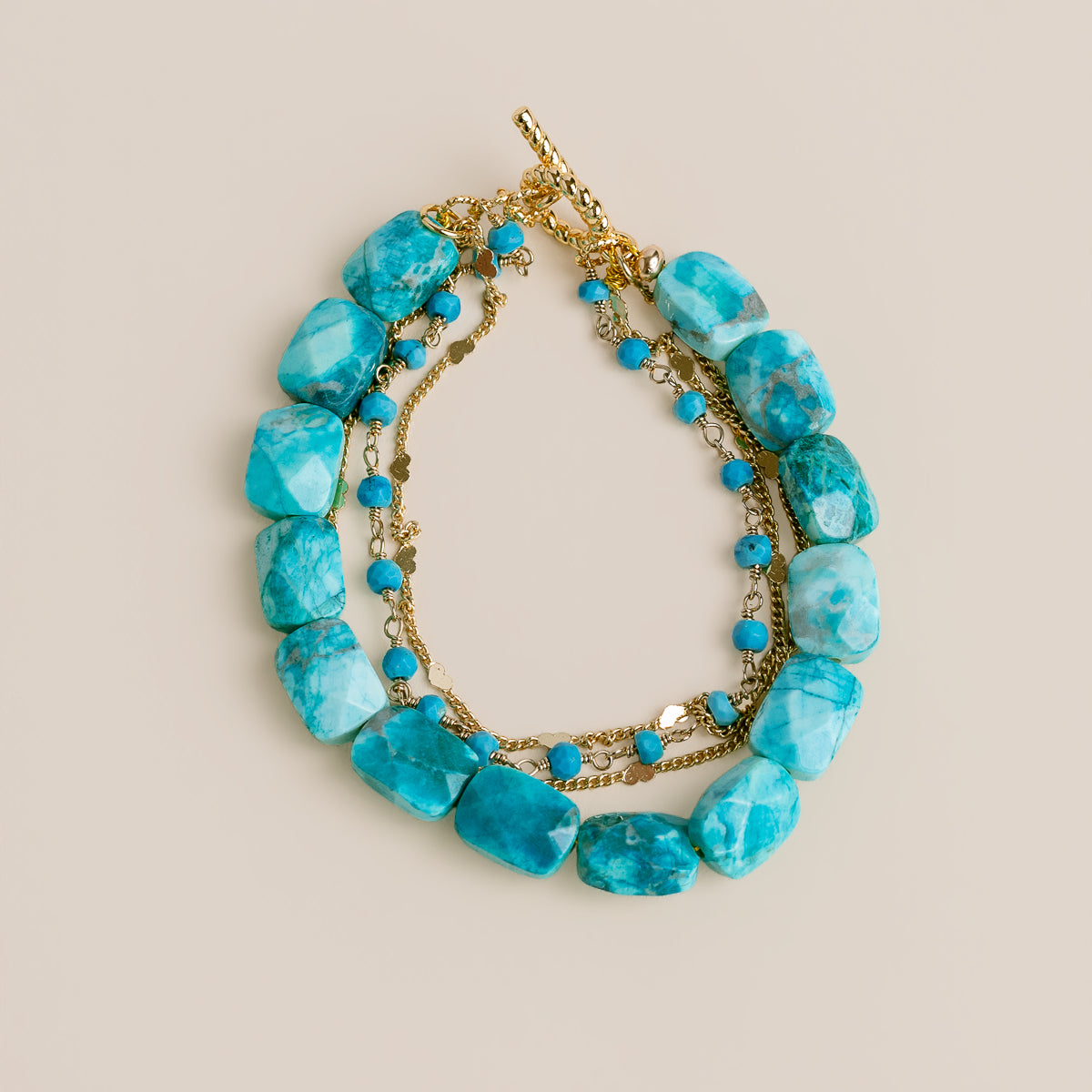Triple Turquoise Chain Toggle Bracelet