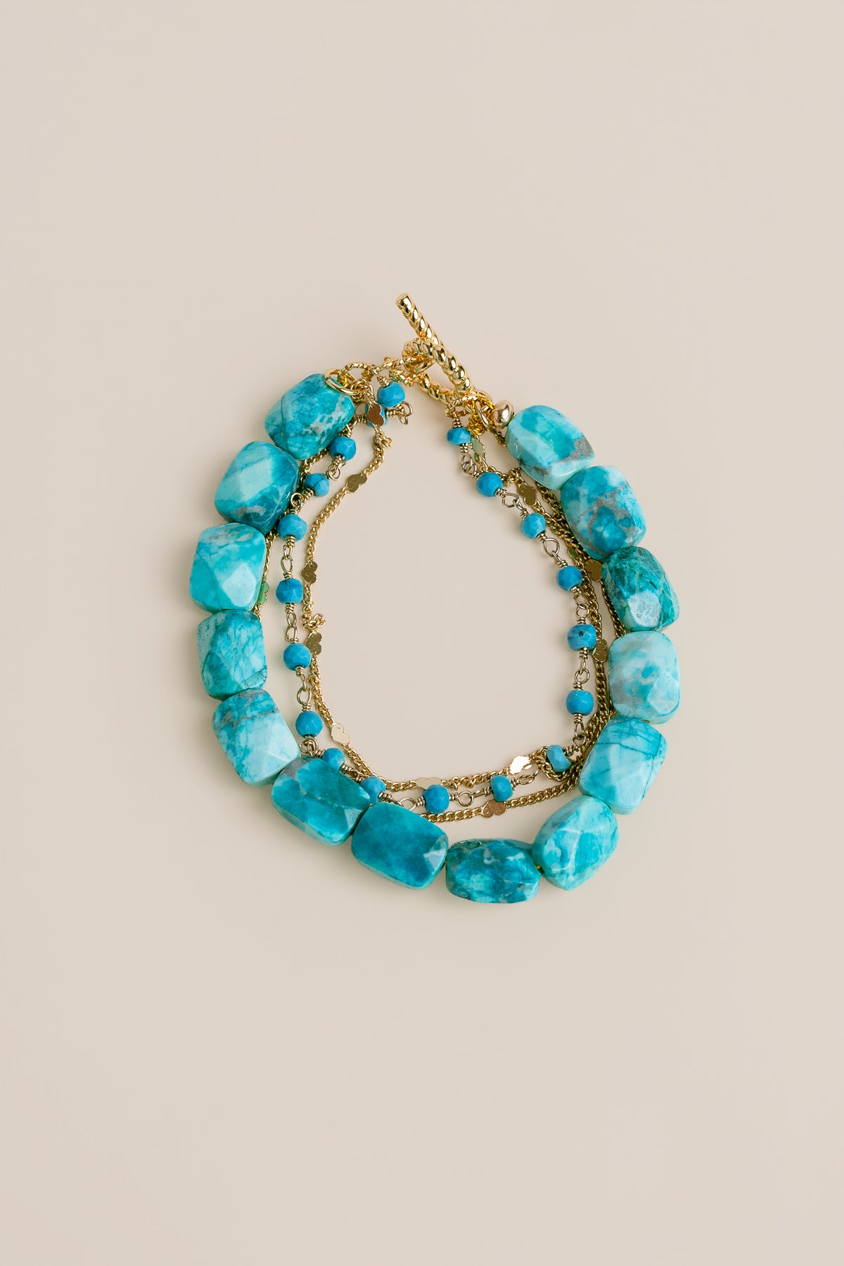 Triple Turquoise Chain Toggle Bracelet