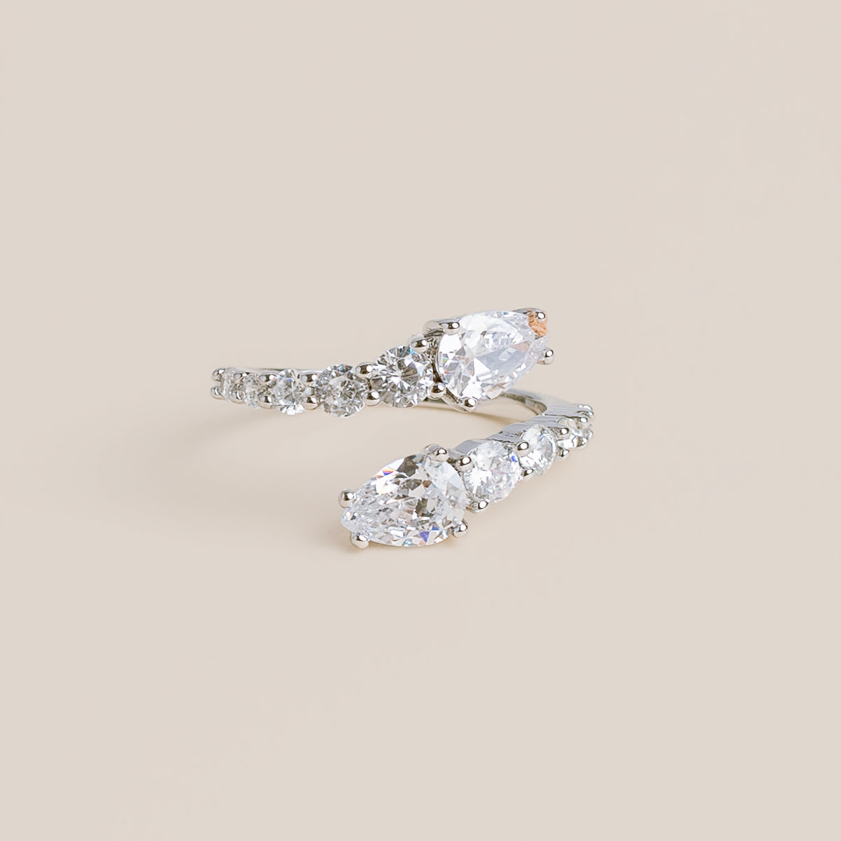 Rhodium CZ Snake Ring