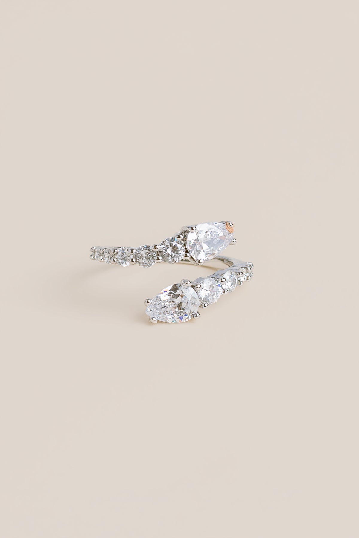 Rhodium CZ Snake Ring