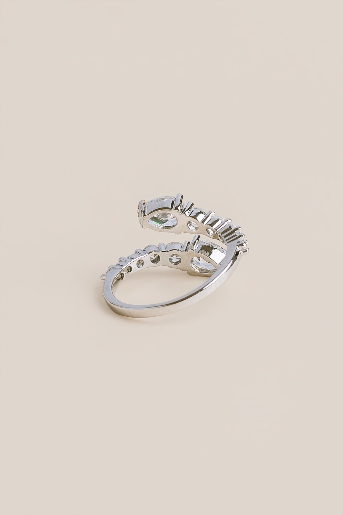 Rhodium CZ Snake Ring