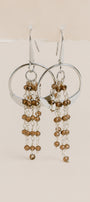 Rhodium Circle Smoky Quartz Earrings