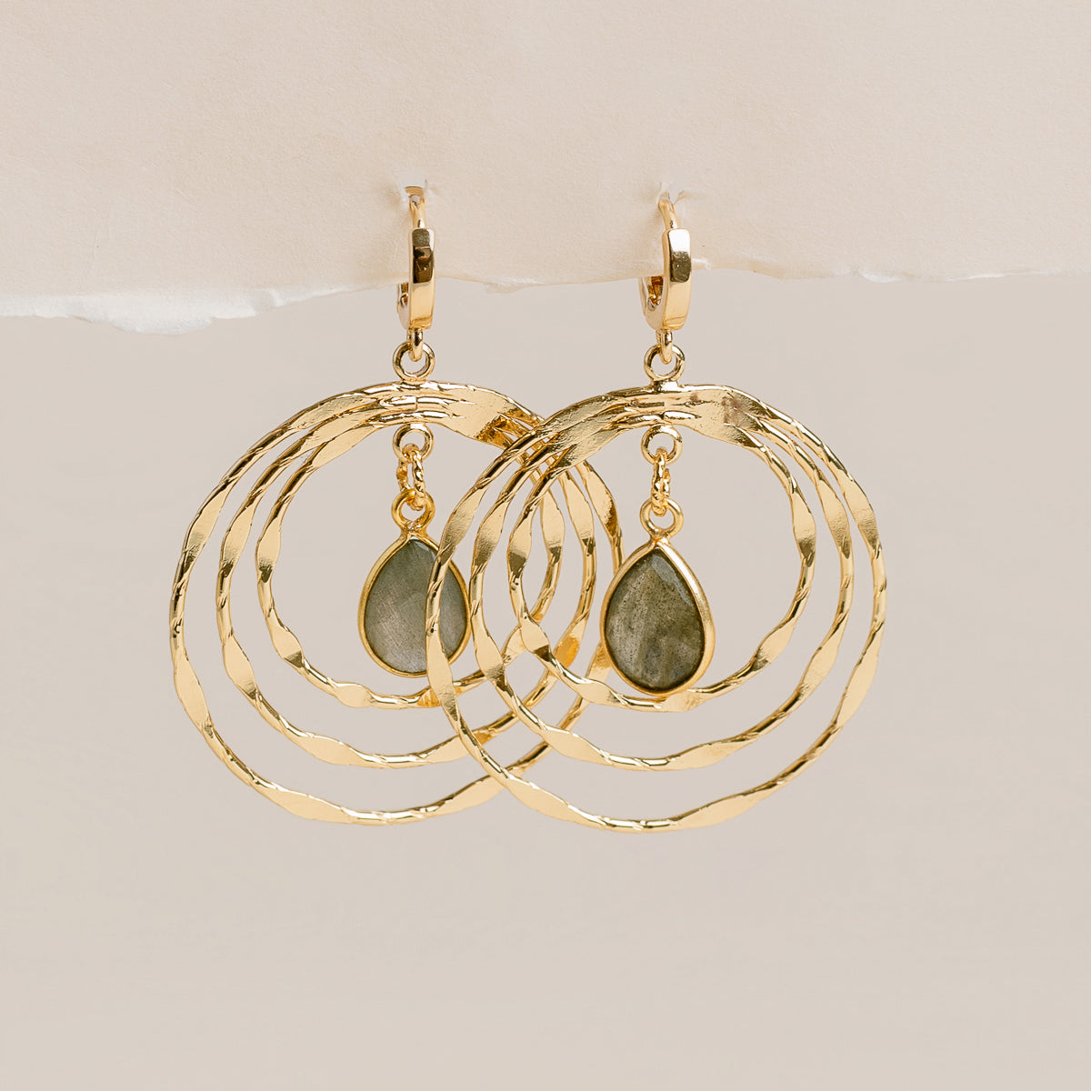 Gradient Circle Labradorite Earrings