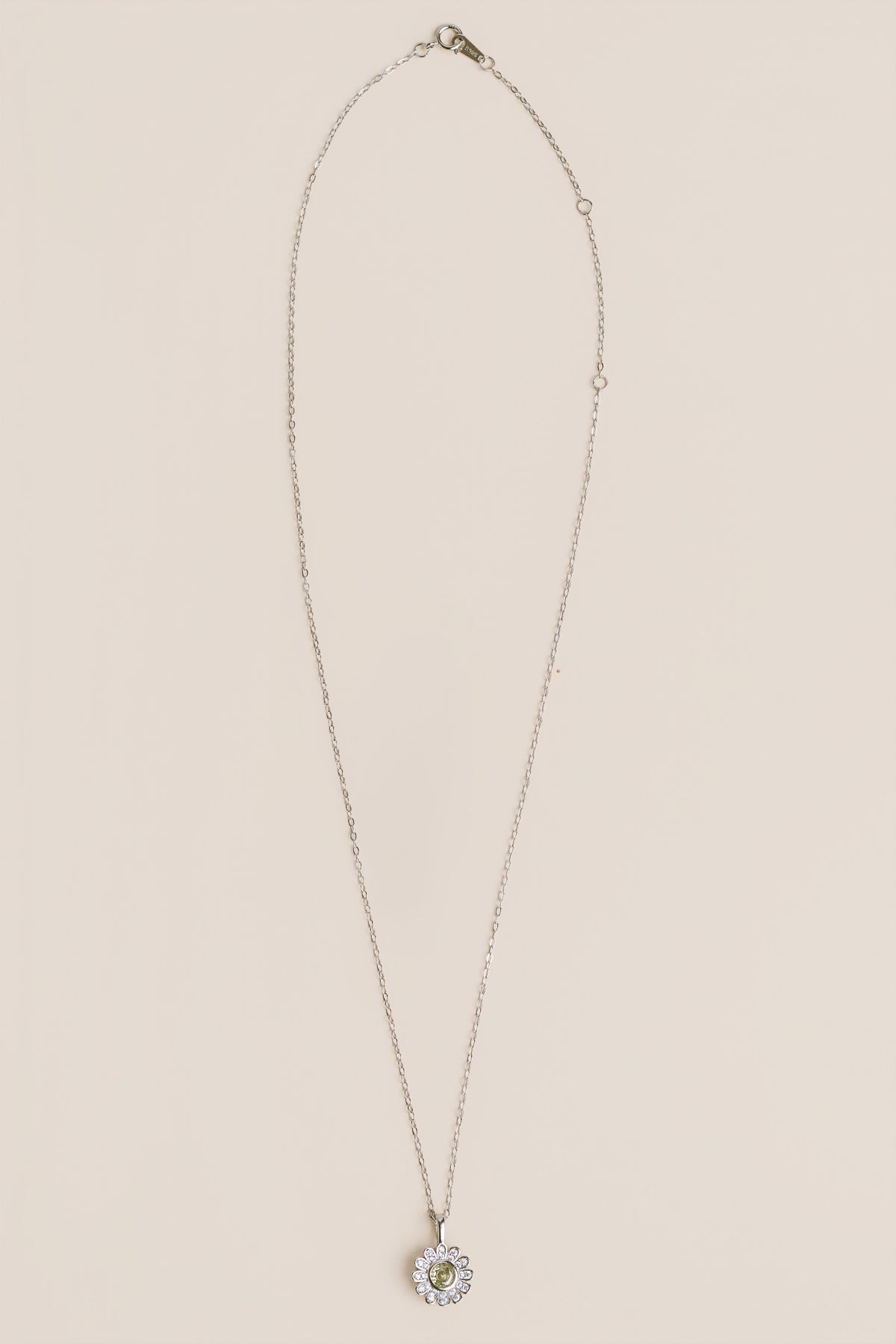 Dainty Rhodium Sunflower CZ Necklace