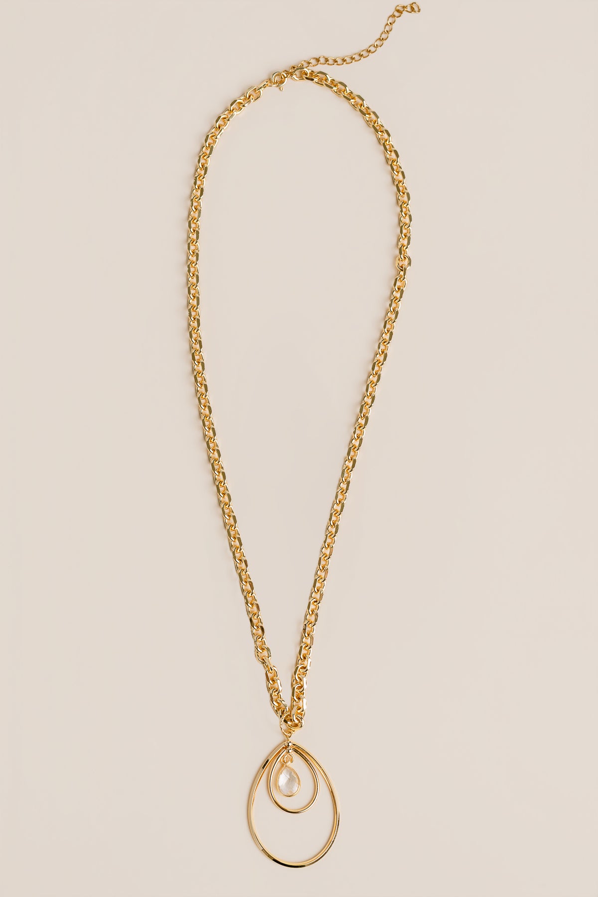 Double Teardrop Crystal Necklace