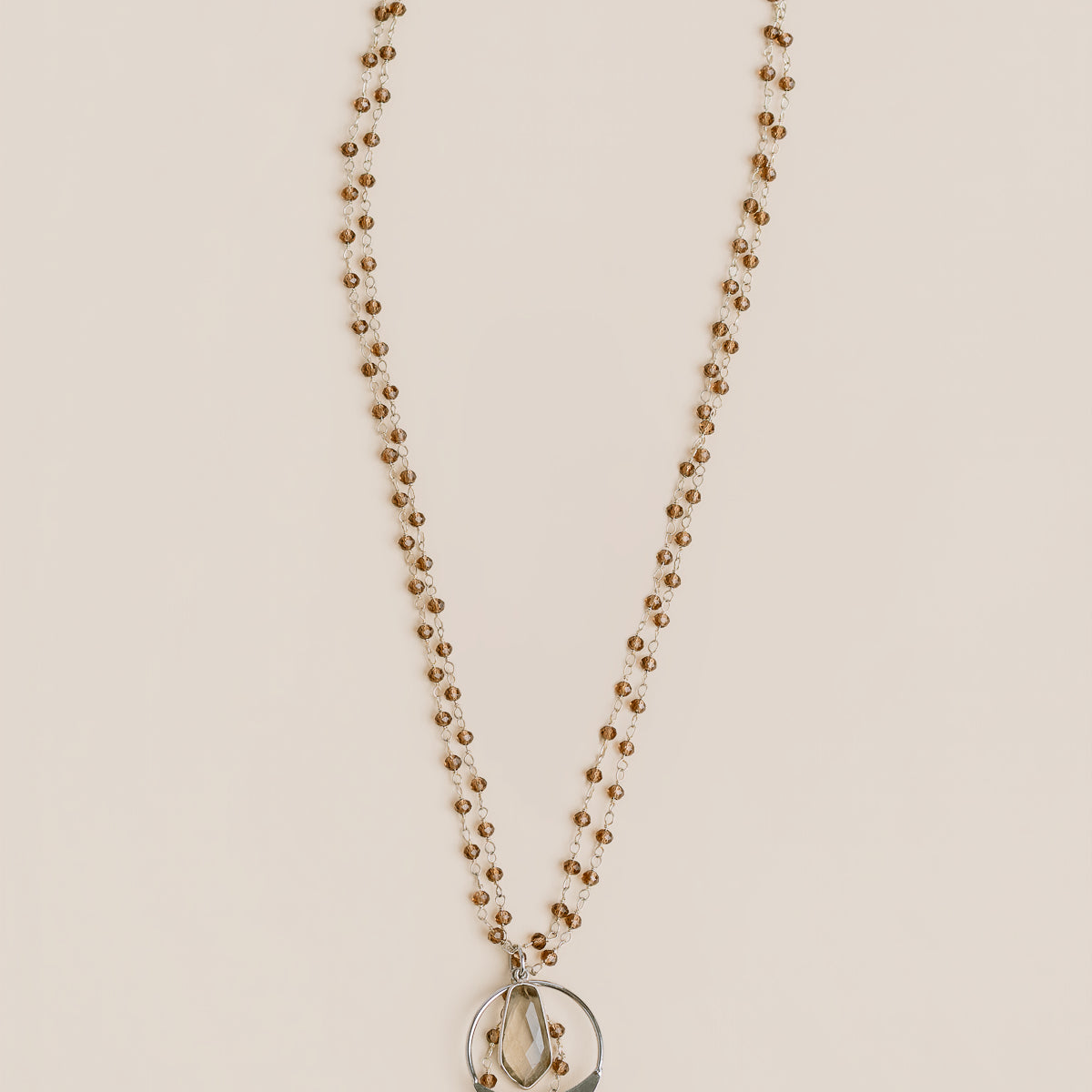 Smoky Quartz Rhodium Necklace
