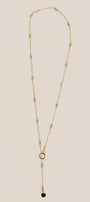 Turquoise Bezel Marquise Lariat Necklace