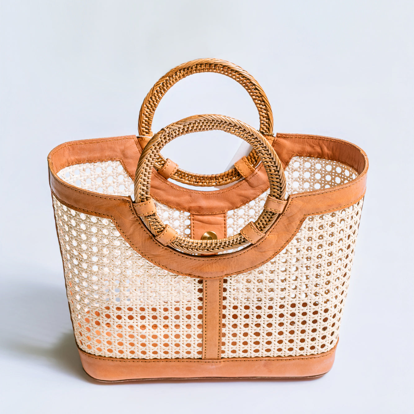 The Winding Road Round Handle Cane Weave Tote