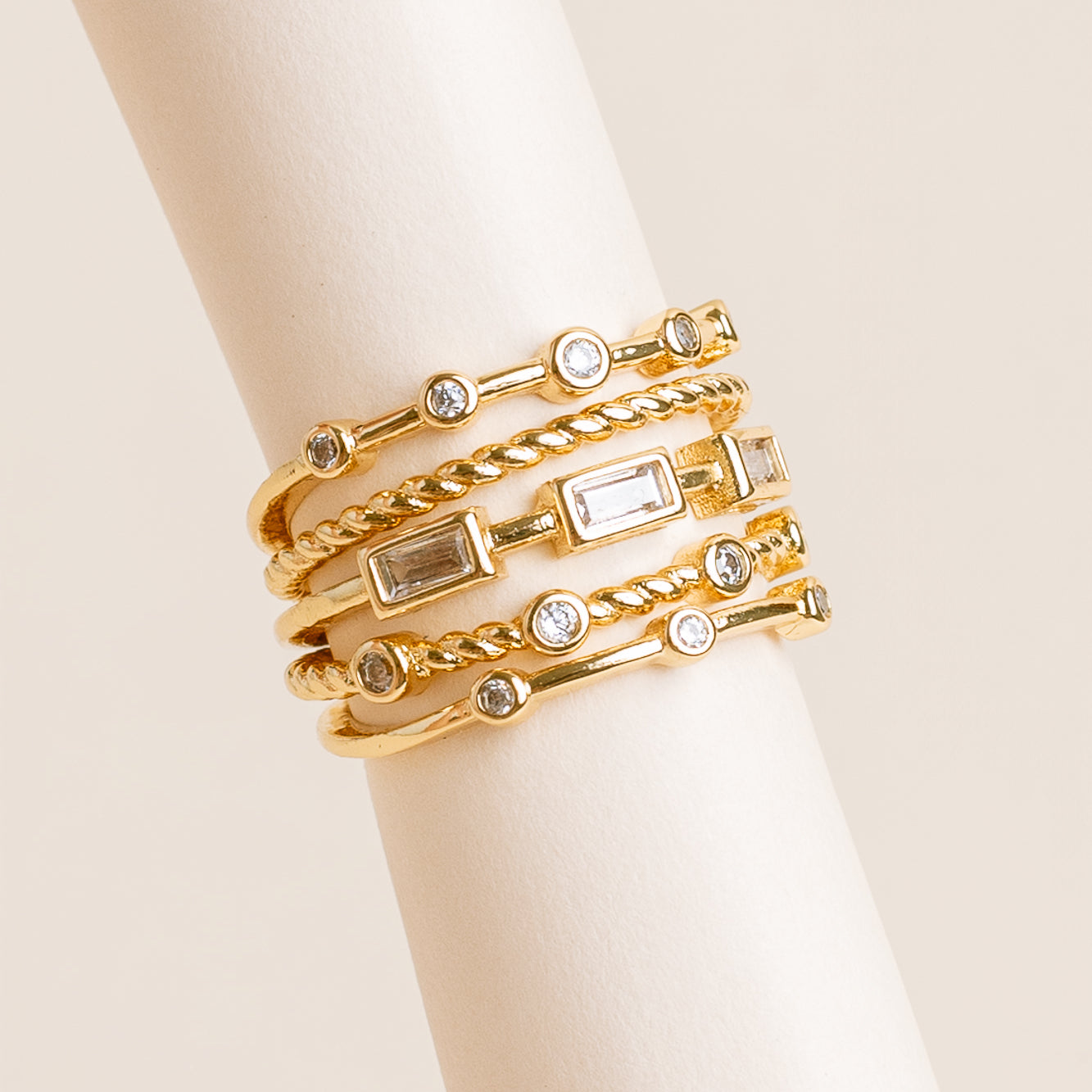 CZ Gold Strands Ring