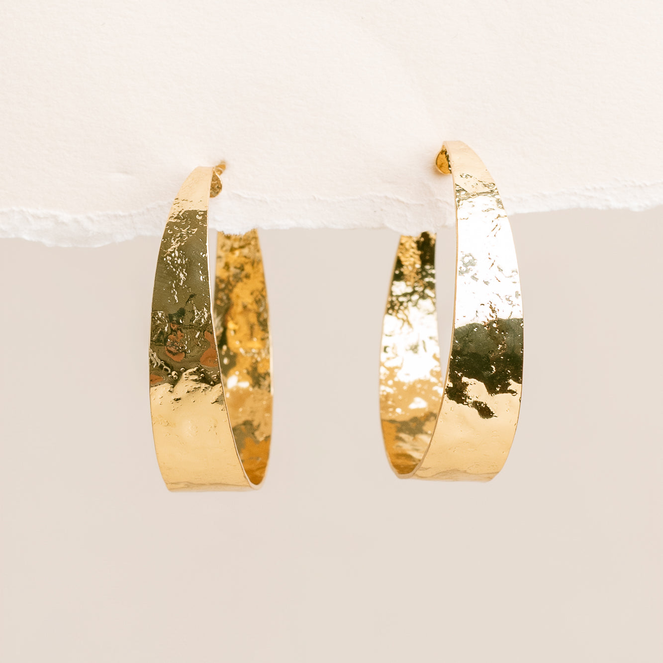 Wide Hammered Hoops