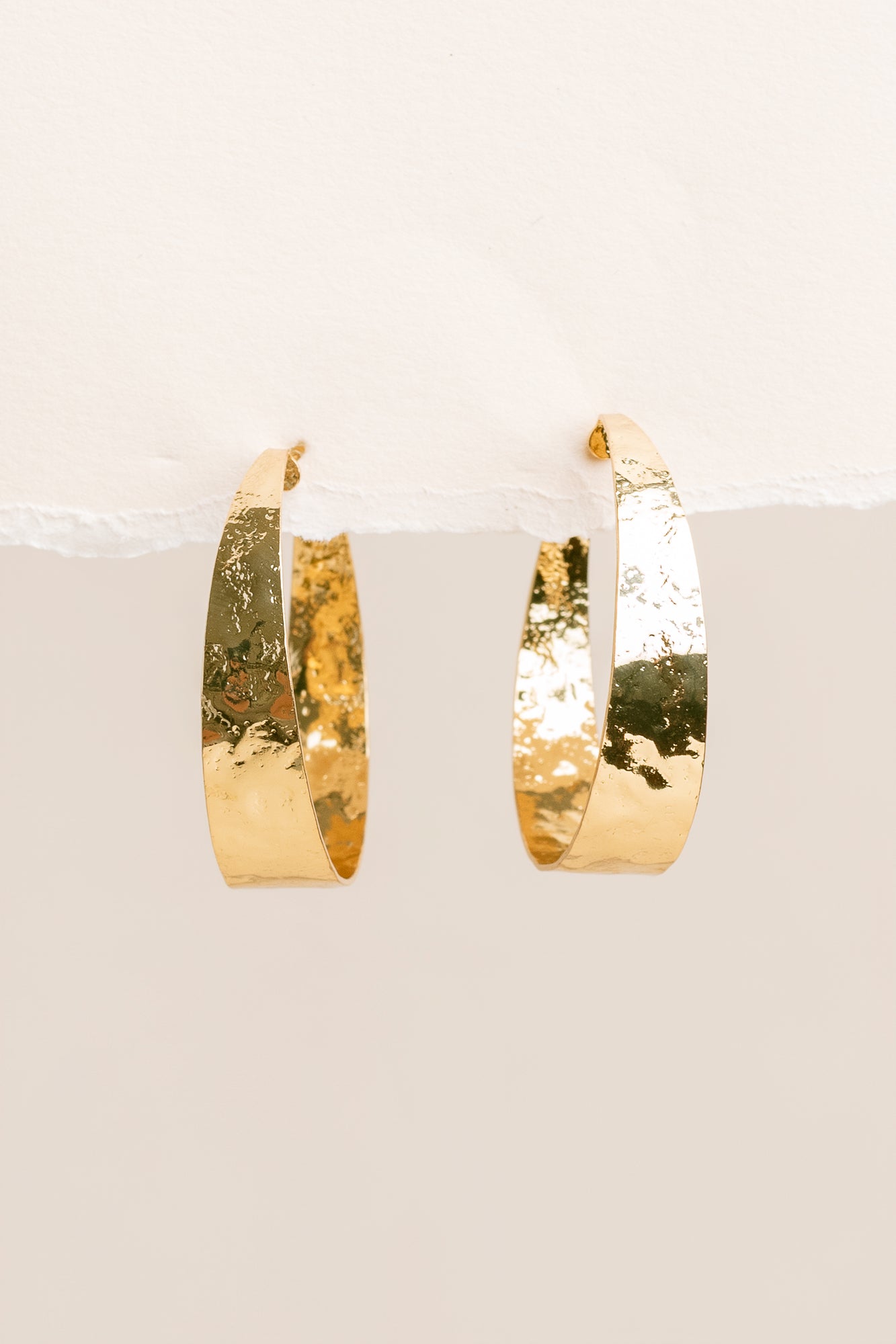 Wide Hammered Hoops