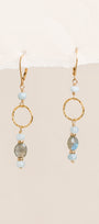 Labradorite & Aquamarine Hoop Earrings