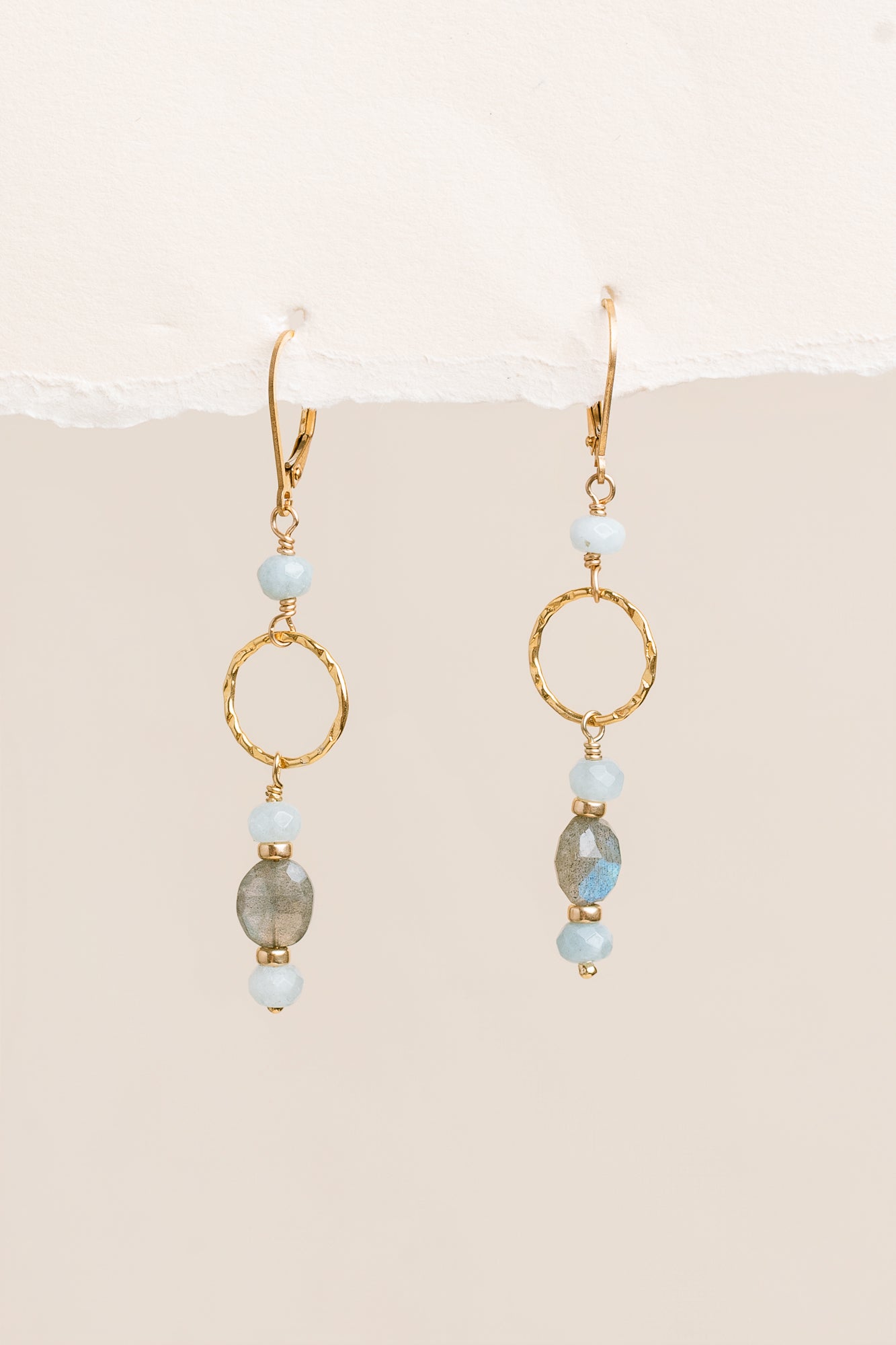 Labradorite & Aquamarine Hoop Earrings