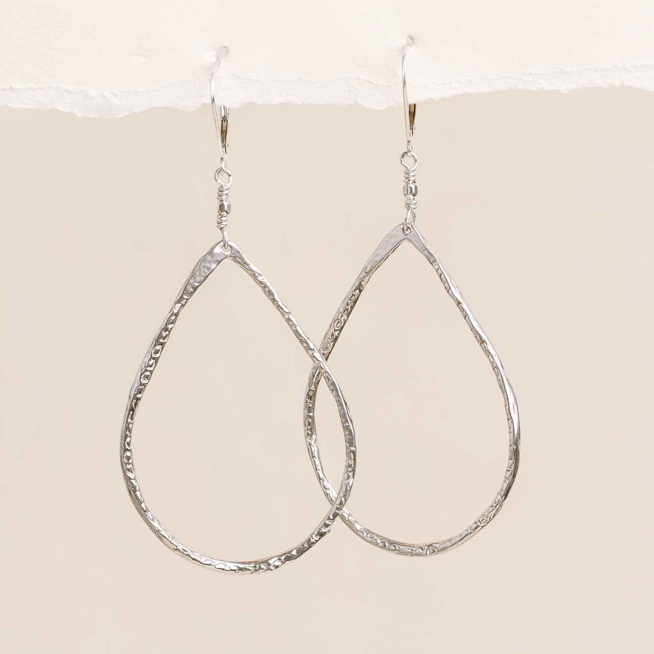 Silver Medium Teardrop Hoop