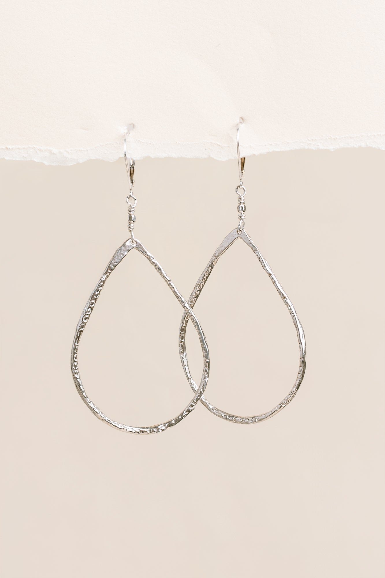 Silver Medium Teardrop Hoop