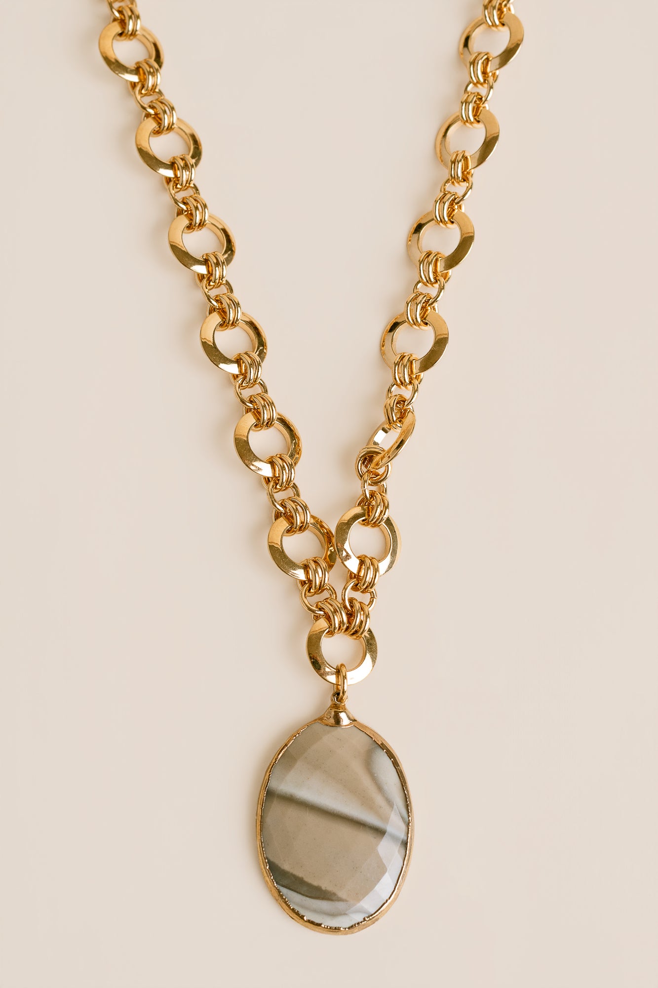 Flint Stone Pendant Necklace