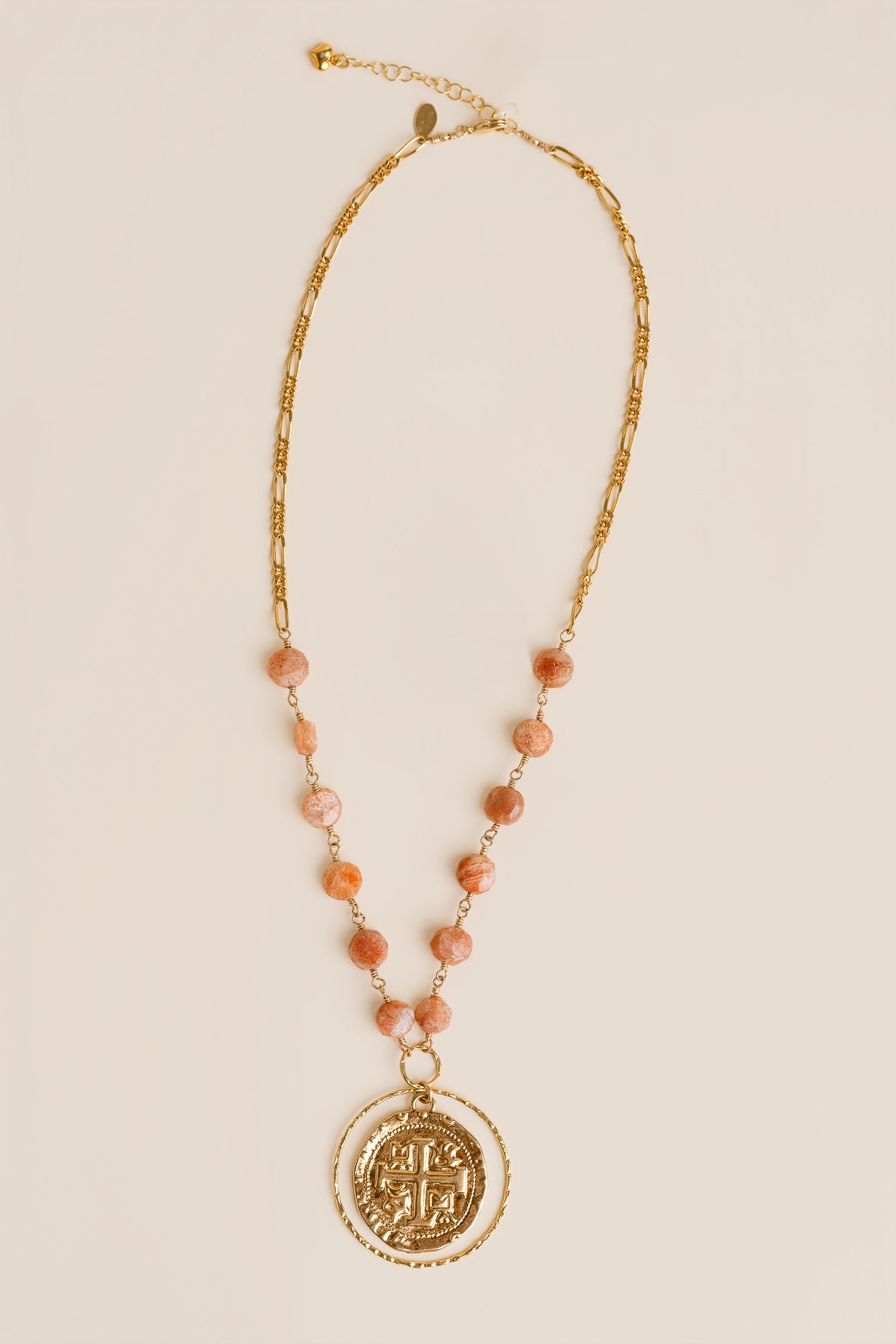 Sunstone & Gold Coin Necklace