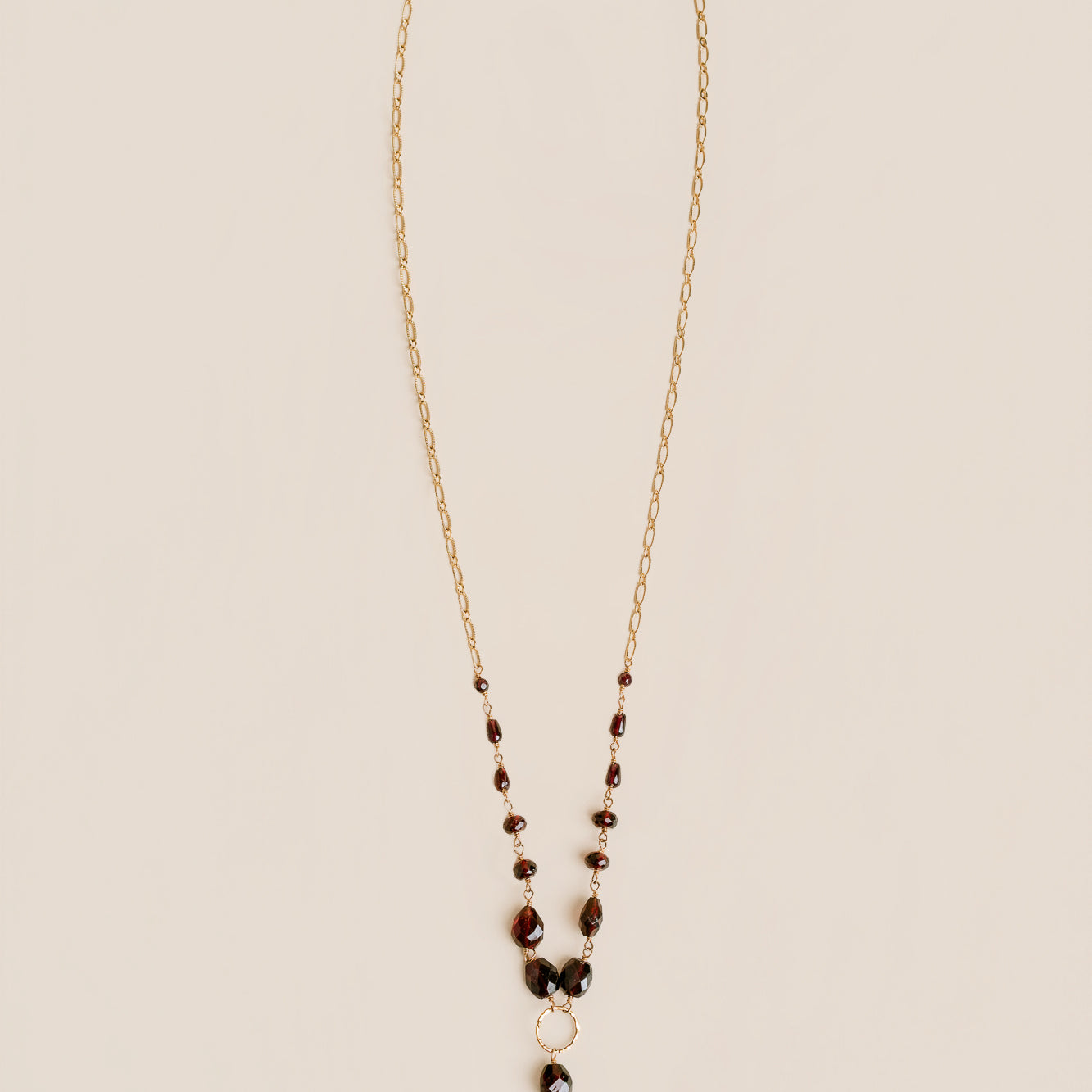 Garnet & Crystal Quartz Long Necklace