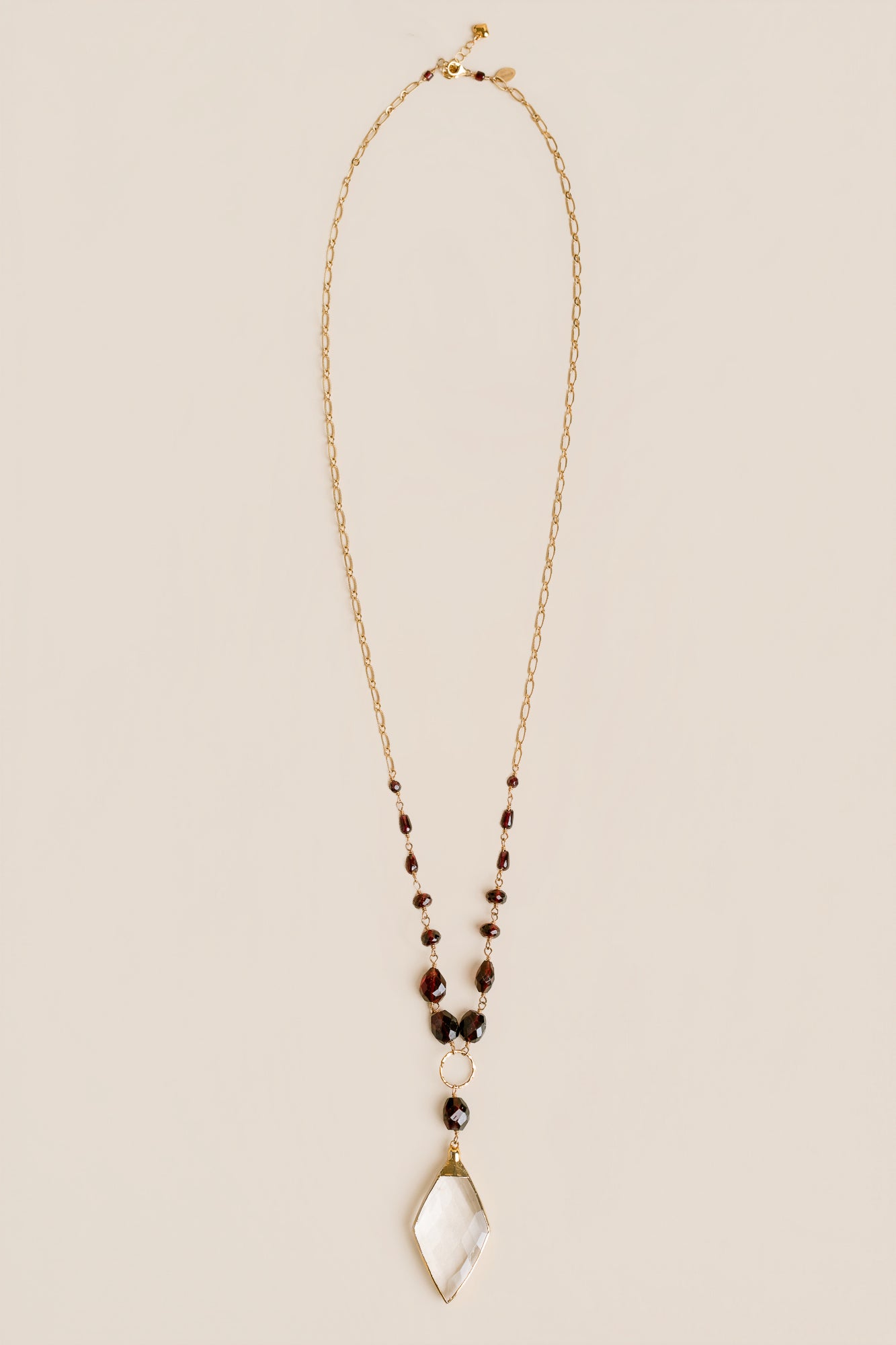 Garnet & Crystal Quartz Long Necklace