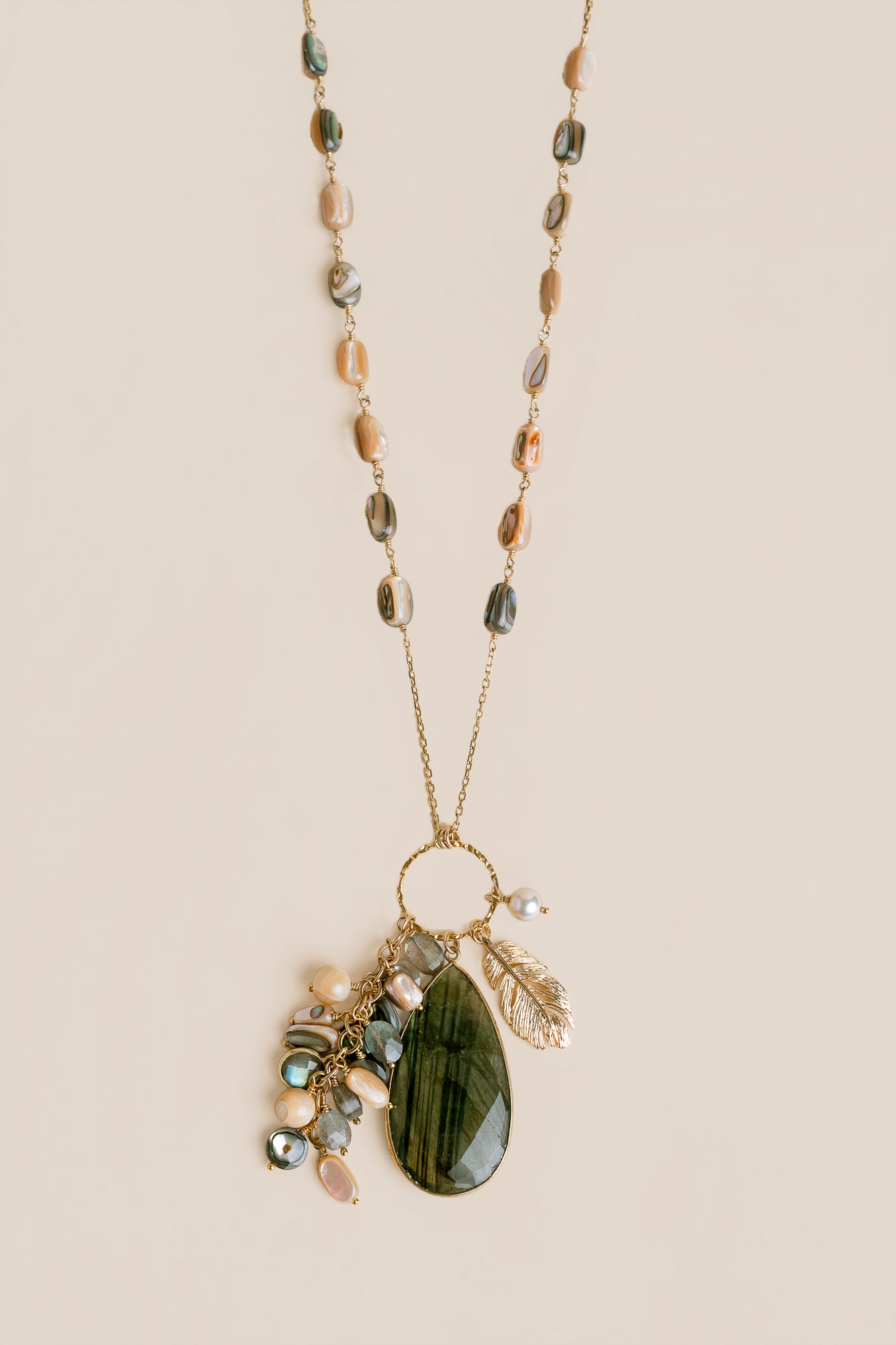 Labradorite, Abalone, Mother of Pearl Necklace