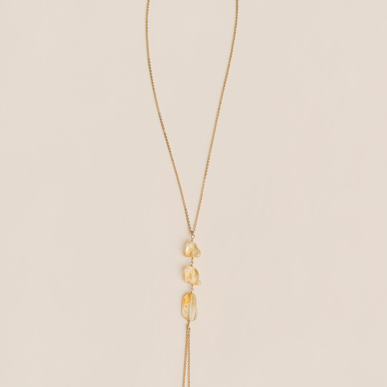 Citrines & Dangling Chain Long Necklace