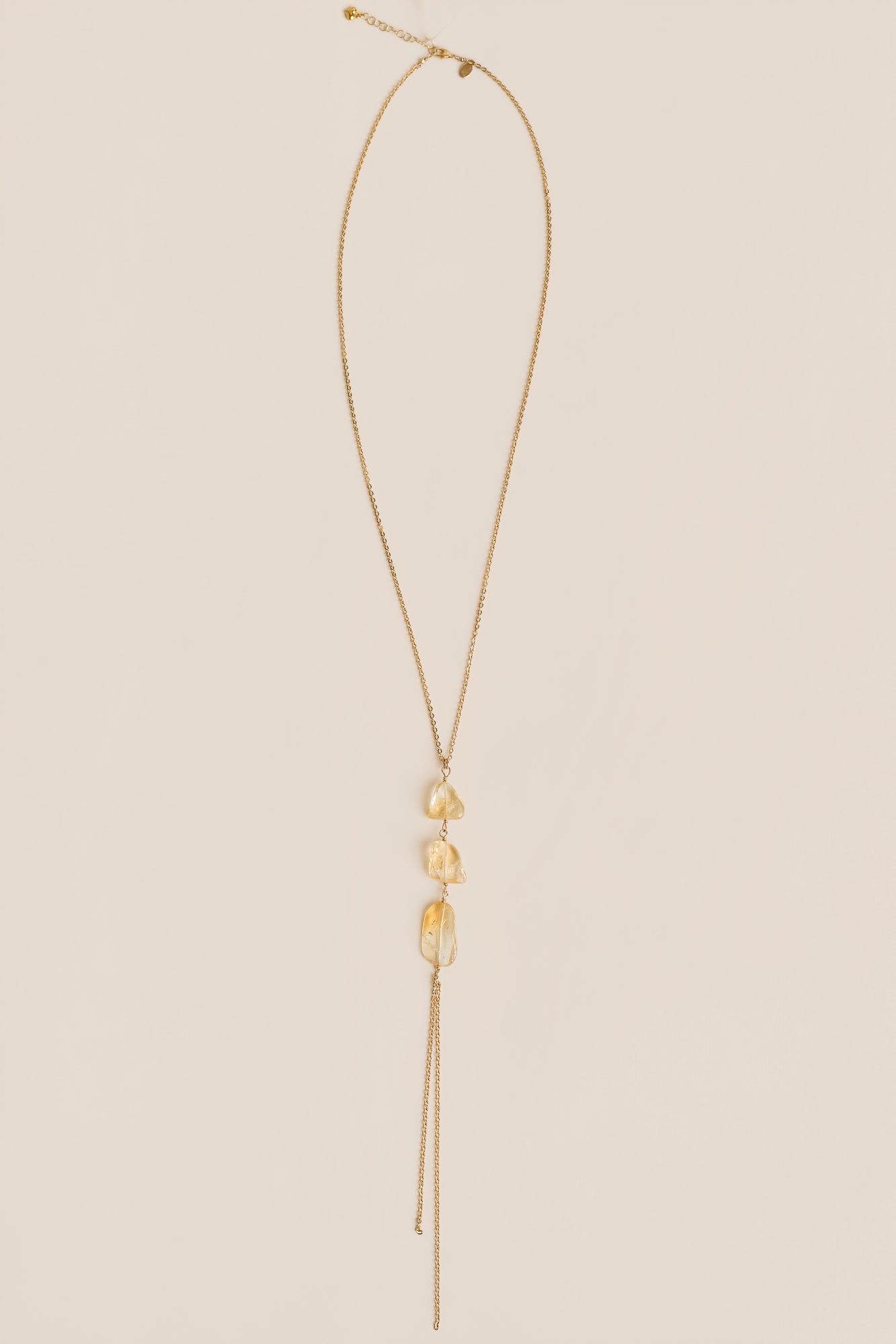 Citrines & Dangling Chain Long Necklace