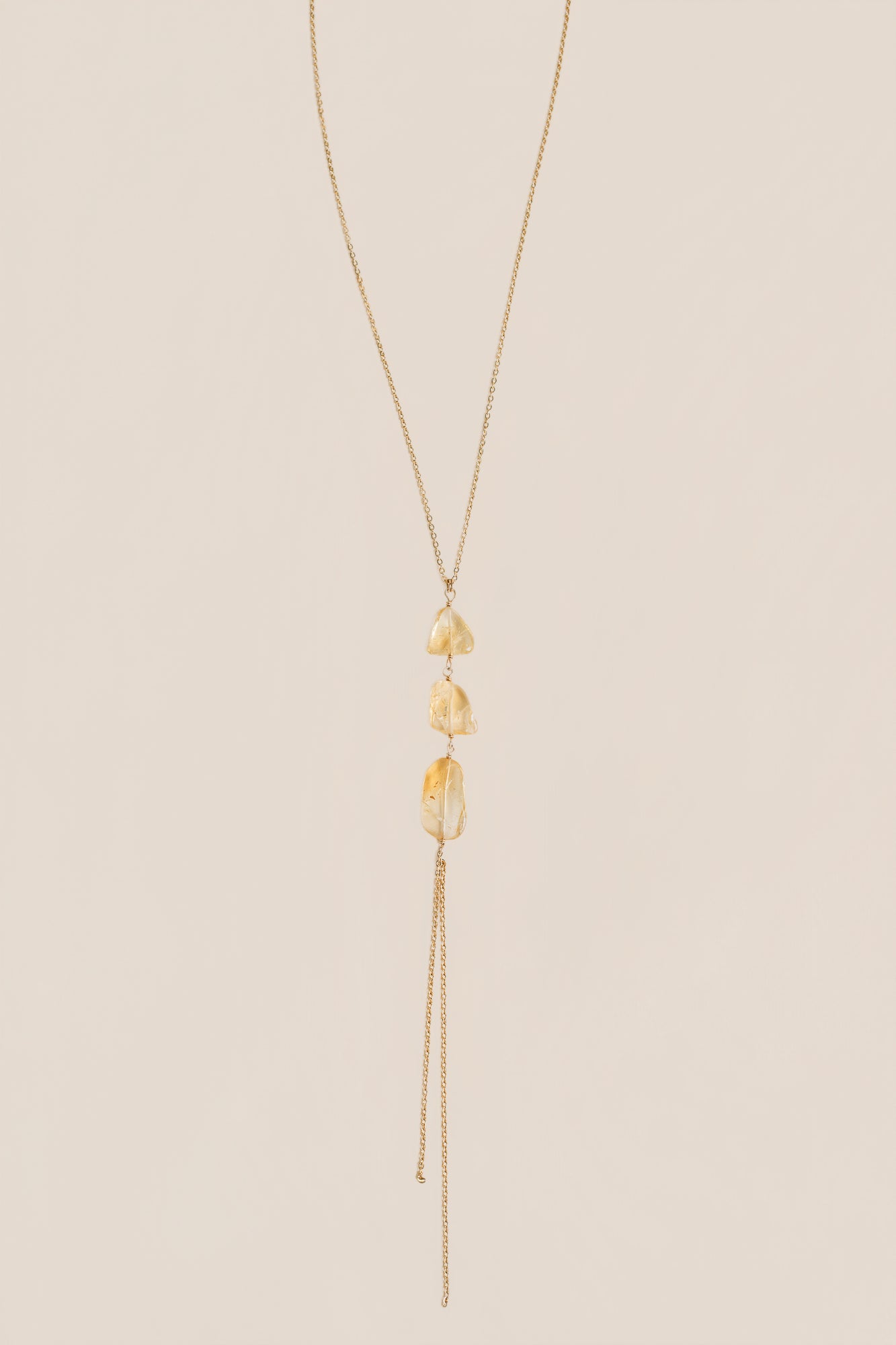 Citrines & Dangling Chain Long Necklace