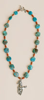 Silver Horse Pendant & Turquoise Necklace
