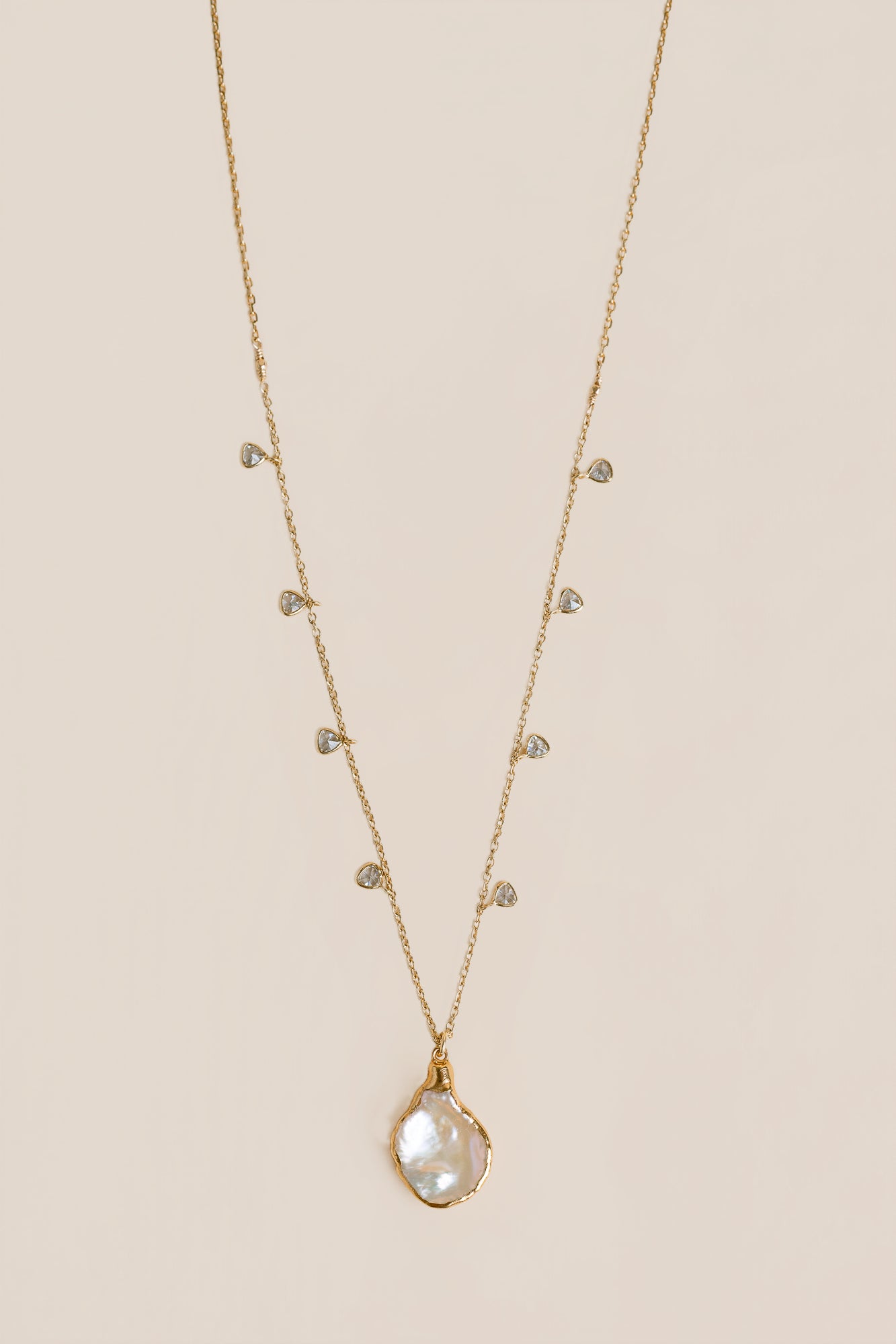 Keshi Pearl & CZs Necklace
