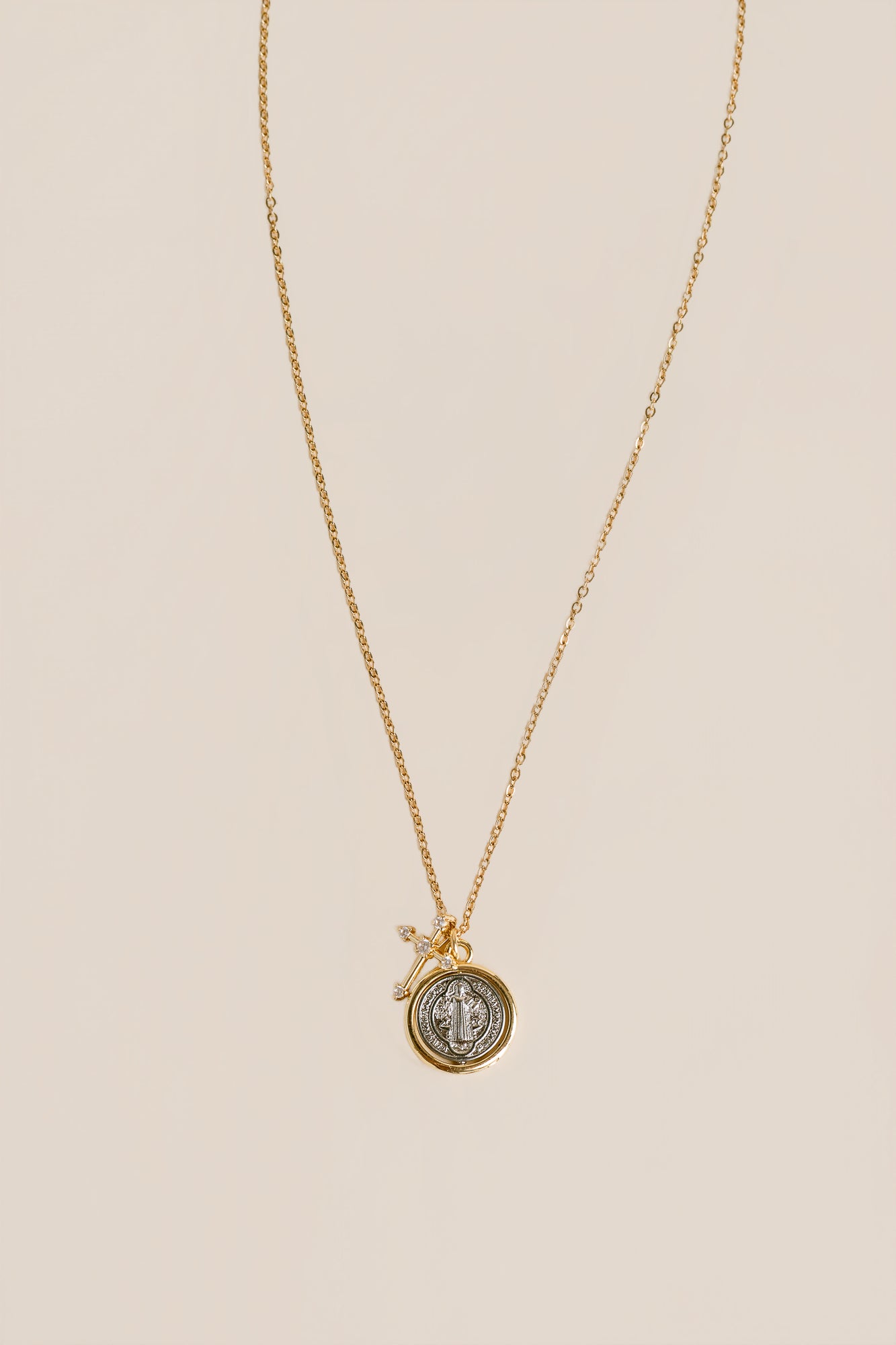 Lisa Marie Jewelry Saint Pendant & CZ Cross Charm Necklace