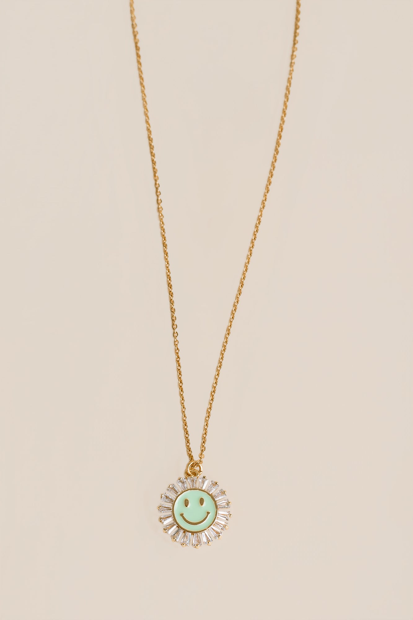 CZ Smiley Face Charm Necklace