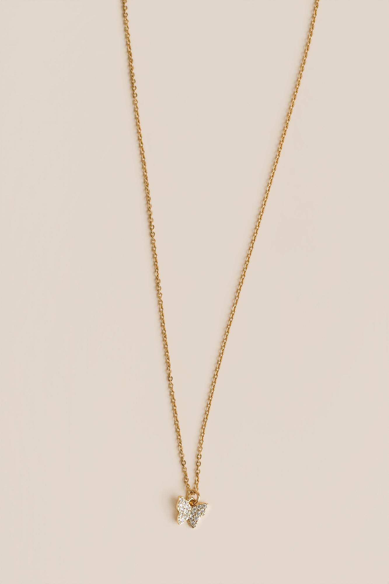 Lisa Marie Jewelry CZ Mini Butterfly Charm Necklace