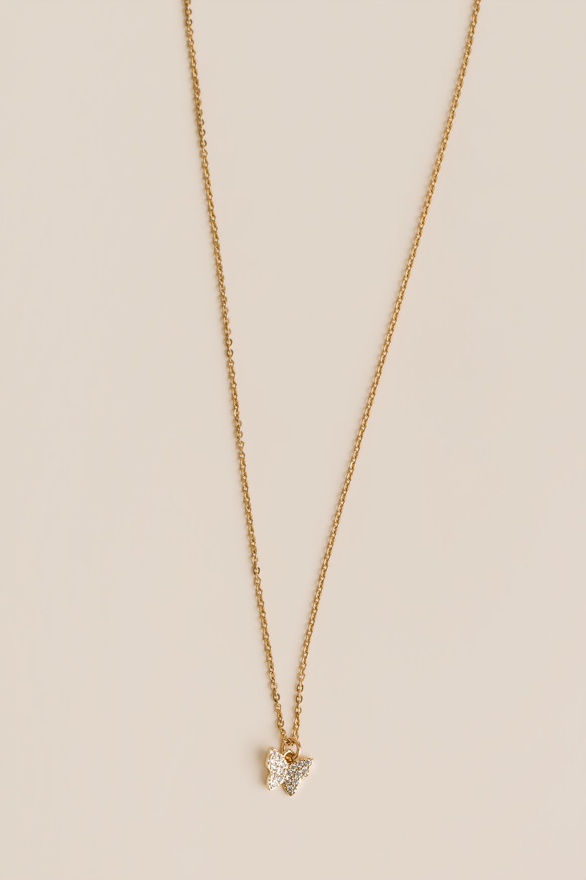Lisa Marie Jewelry CZ Mini Butterfly Charm Necklace