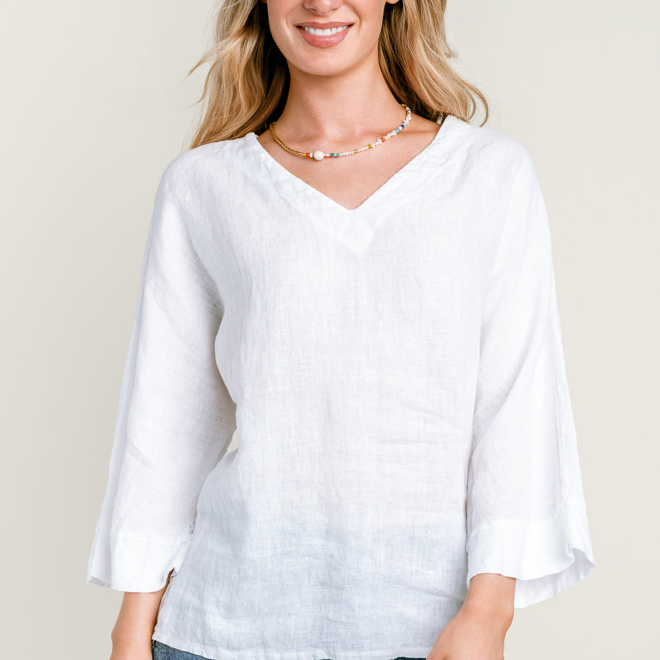Linen V Neck Top