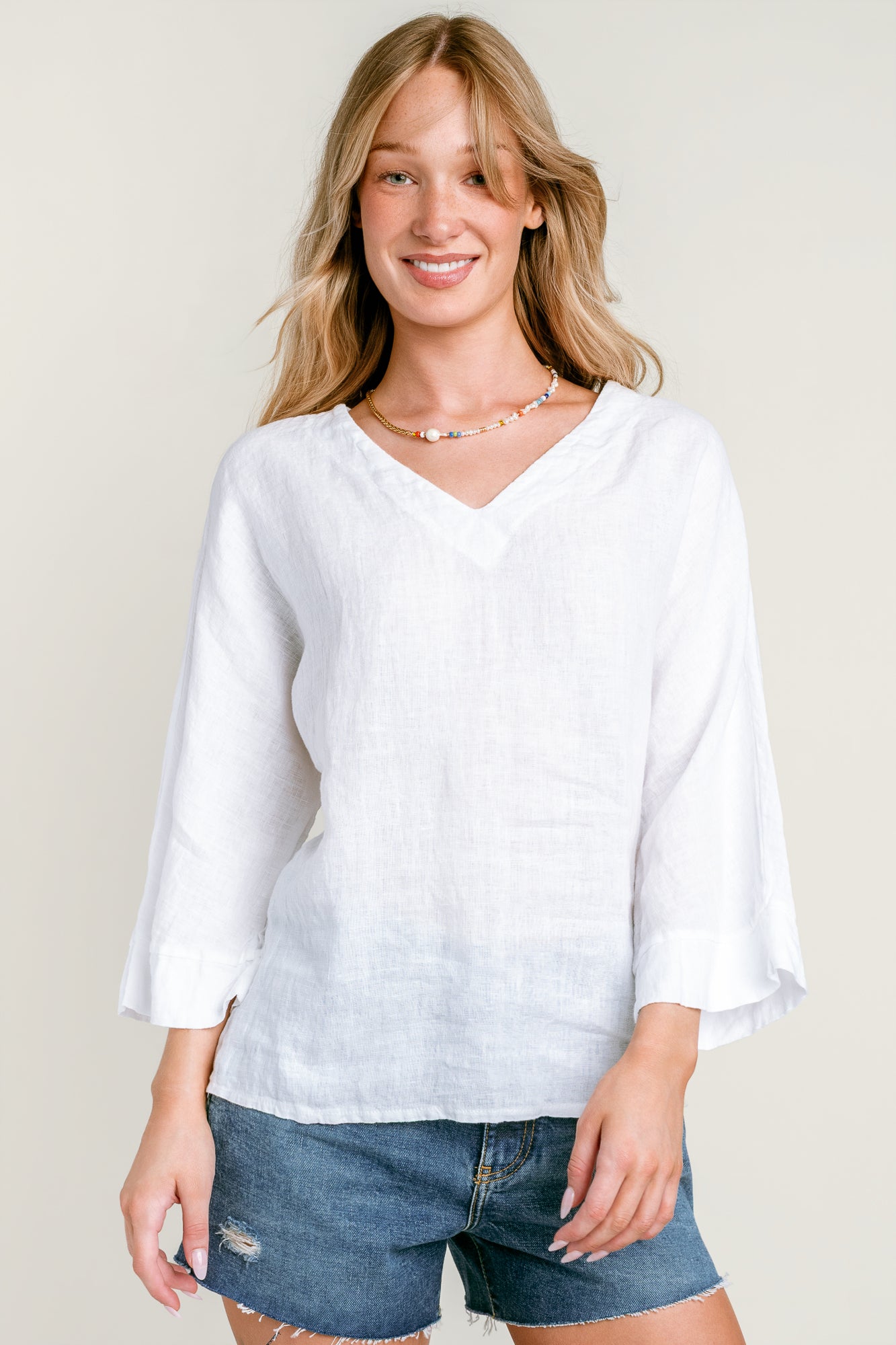 Linen V Neck Top