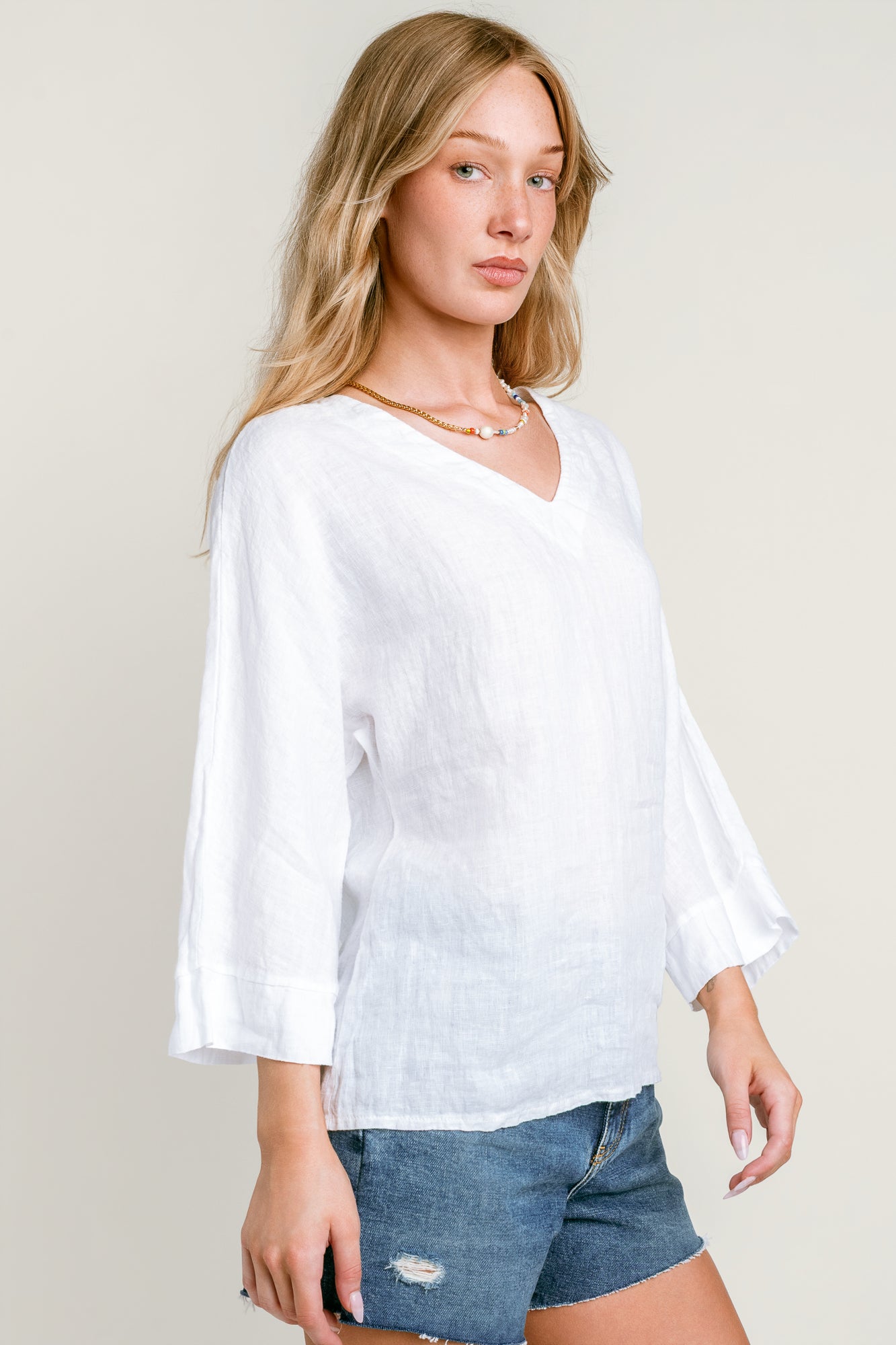 Linen V Neck Top