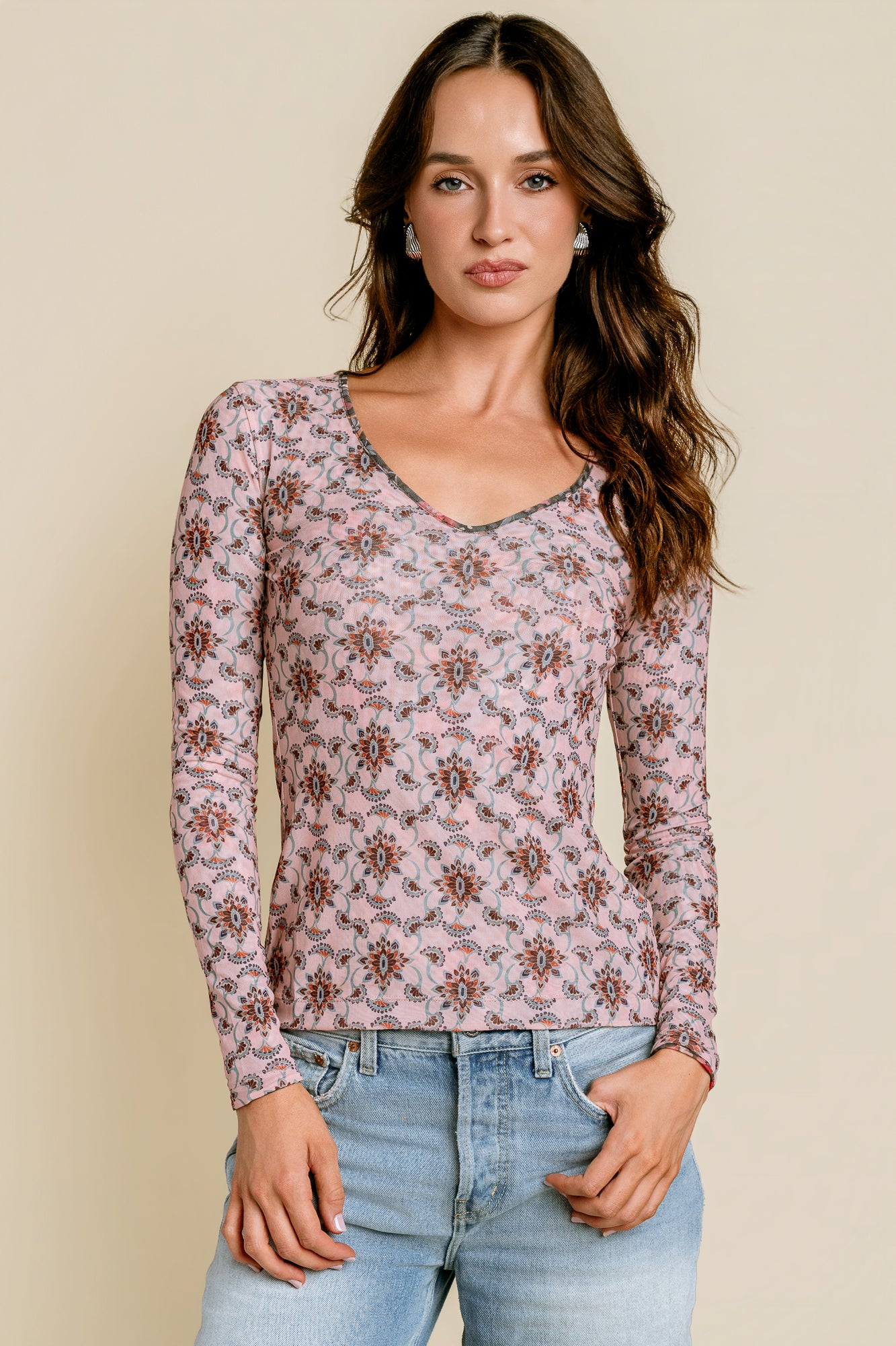 Johnny Was Lindley Reversible Mesh Long Sleeve Tee