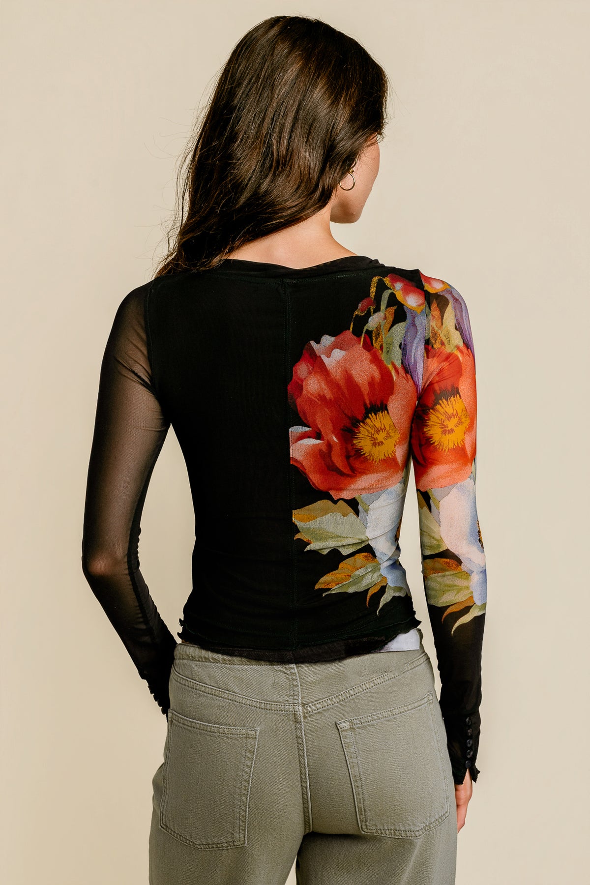 Free People Lilly Printed Long Sleeve Top