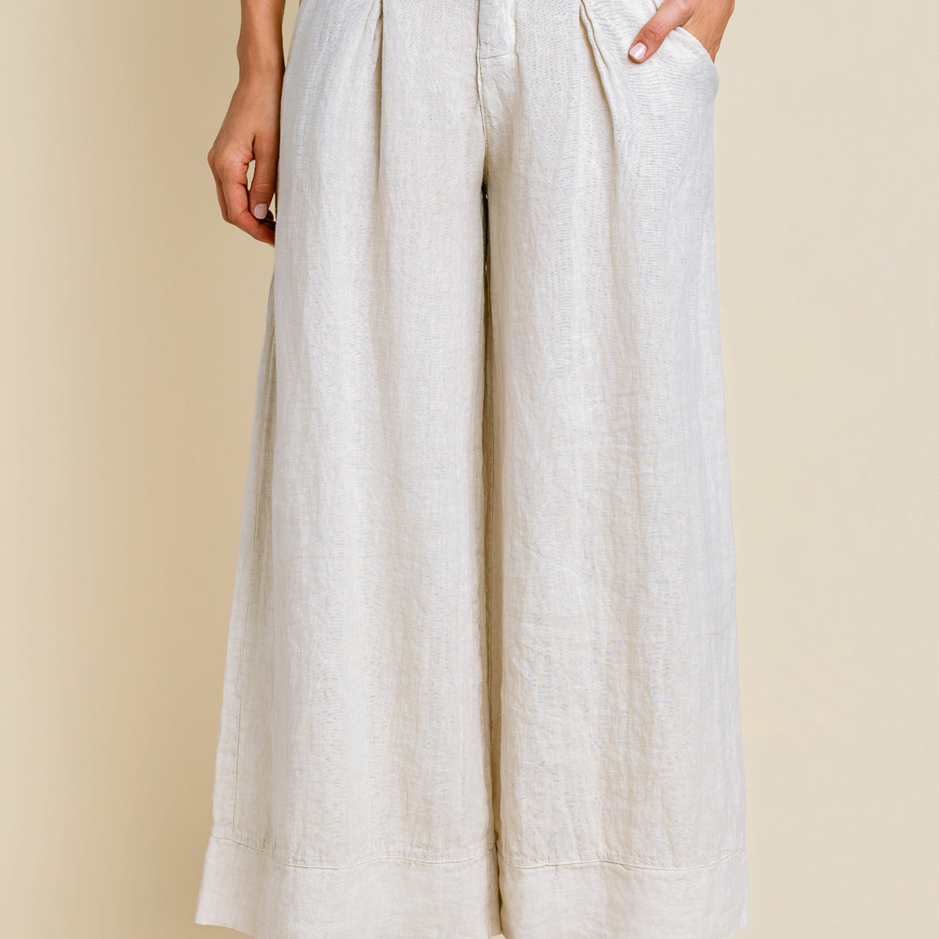 Linen Pleat Front Palazzo Pant