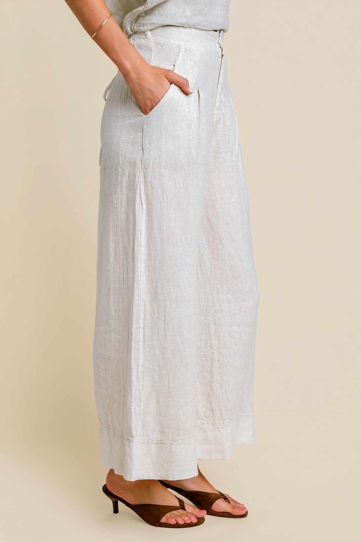 Linen Pleat Front Palazzo Pant