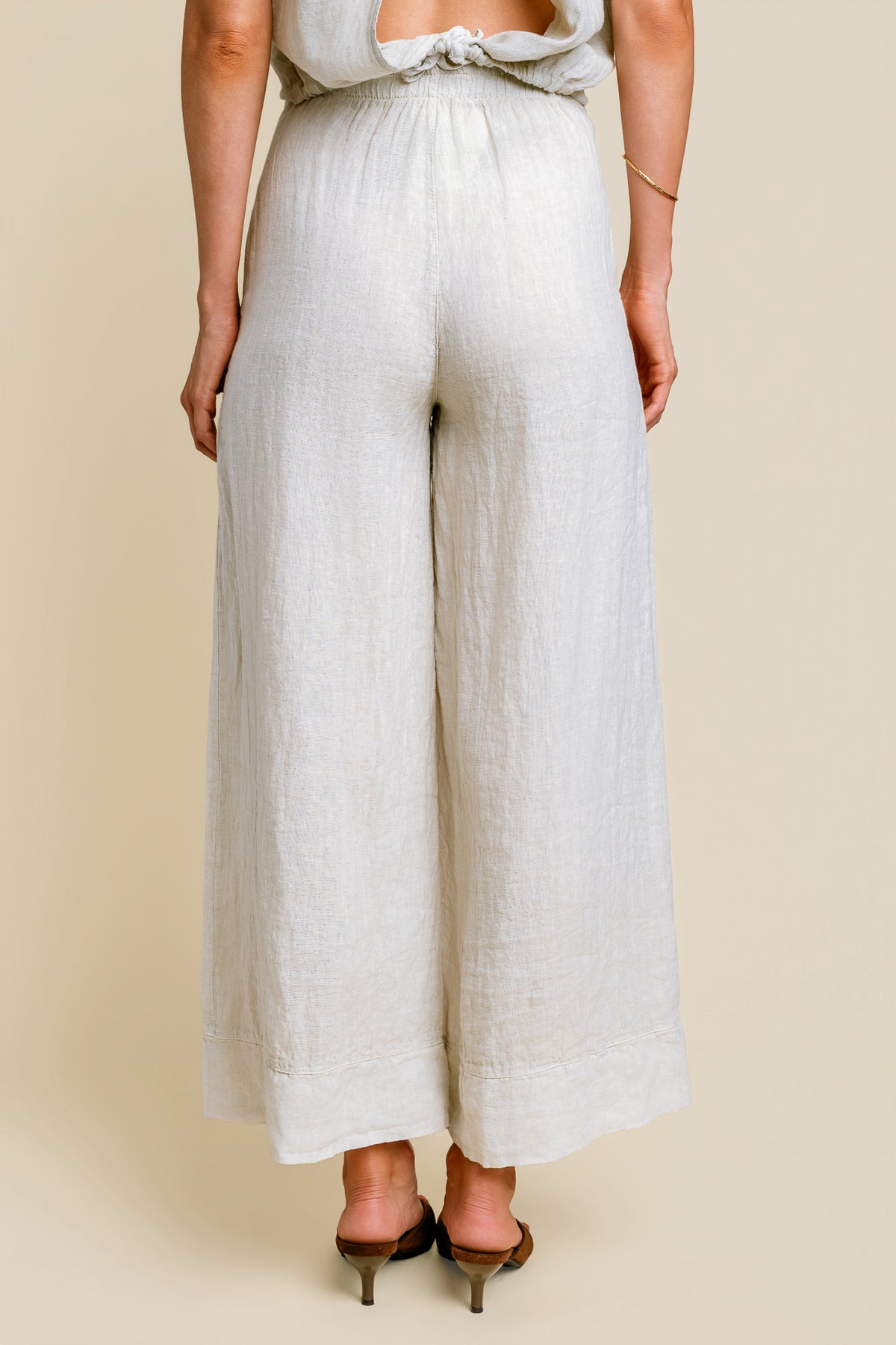 Linen Pleat Front Palazzo Pant
