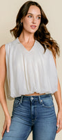 Sleeveless Collar Bubble Top