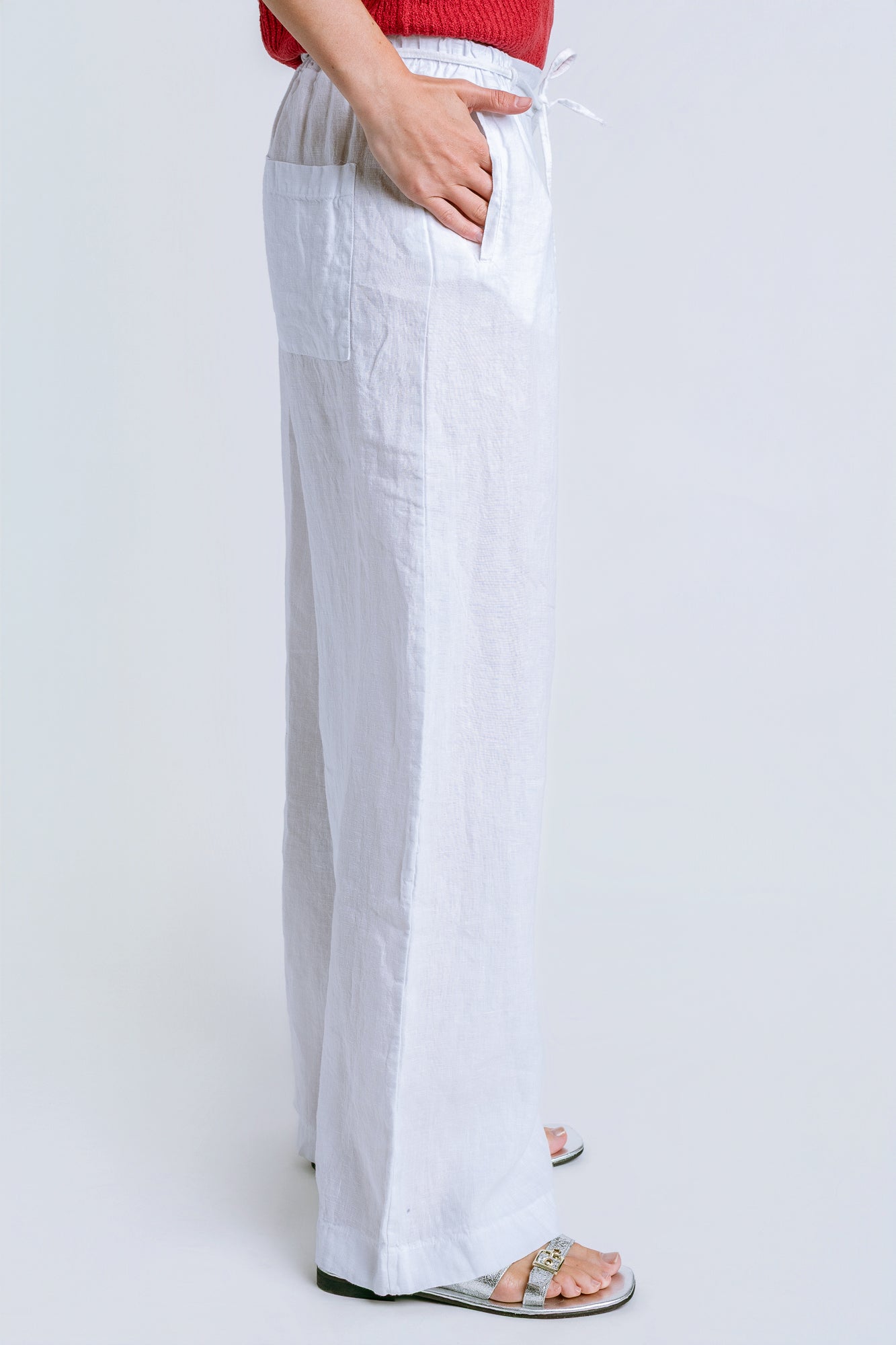 Milio Milano Tie Waist Wide Leg Linen Pant