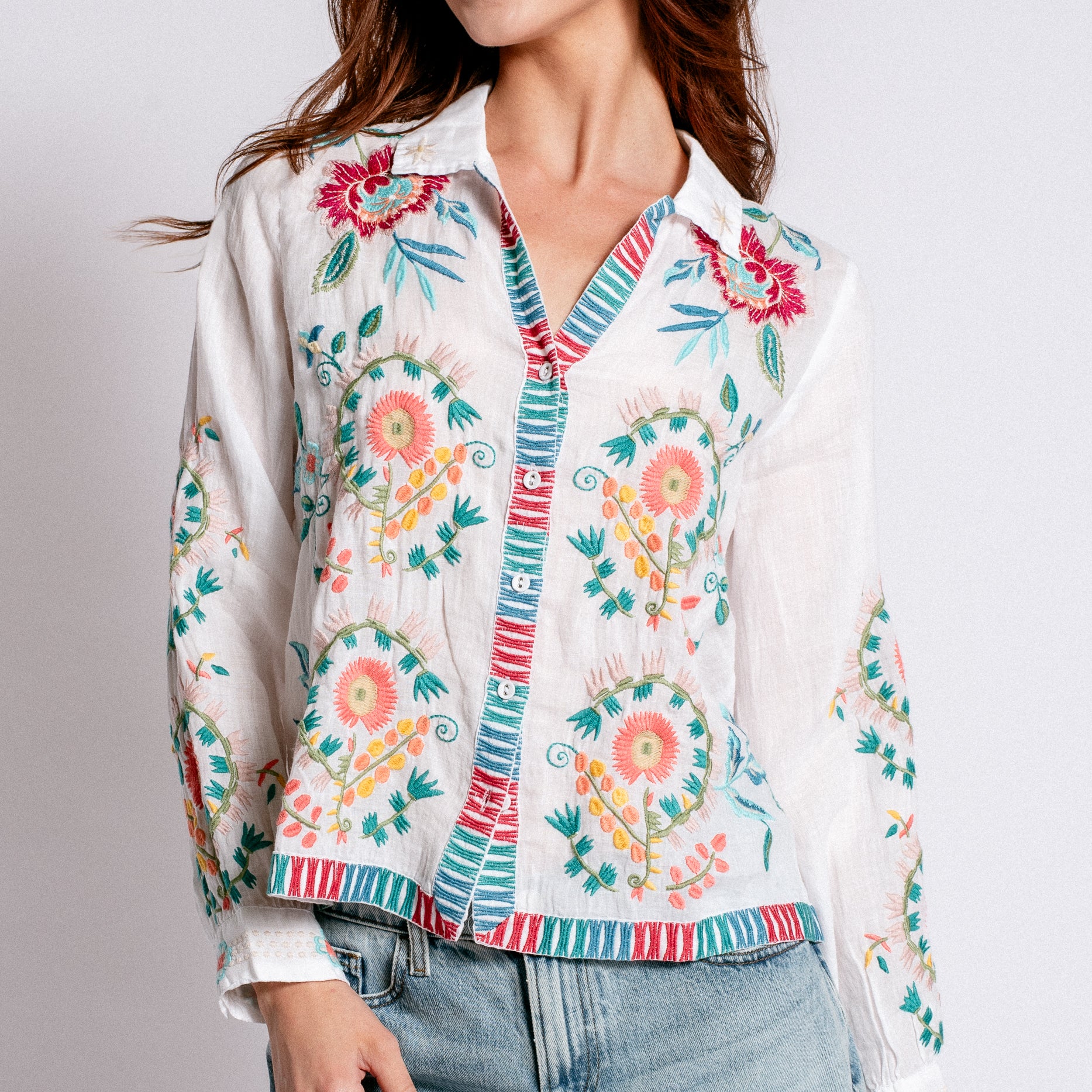 Johnny Was Marisol Open Neck Shirt